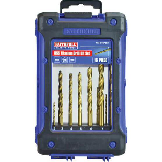 Image of Faithfull 16 Piece HSS Titanium Drill Bit Set 1 8mm