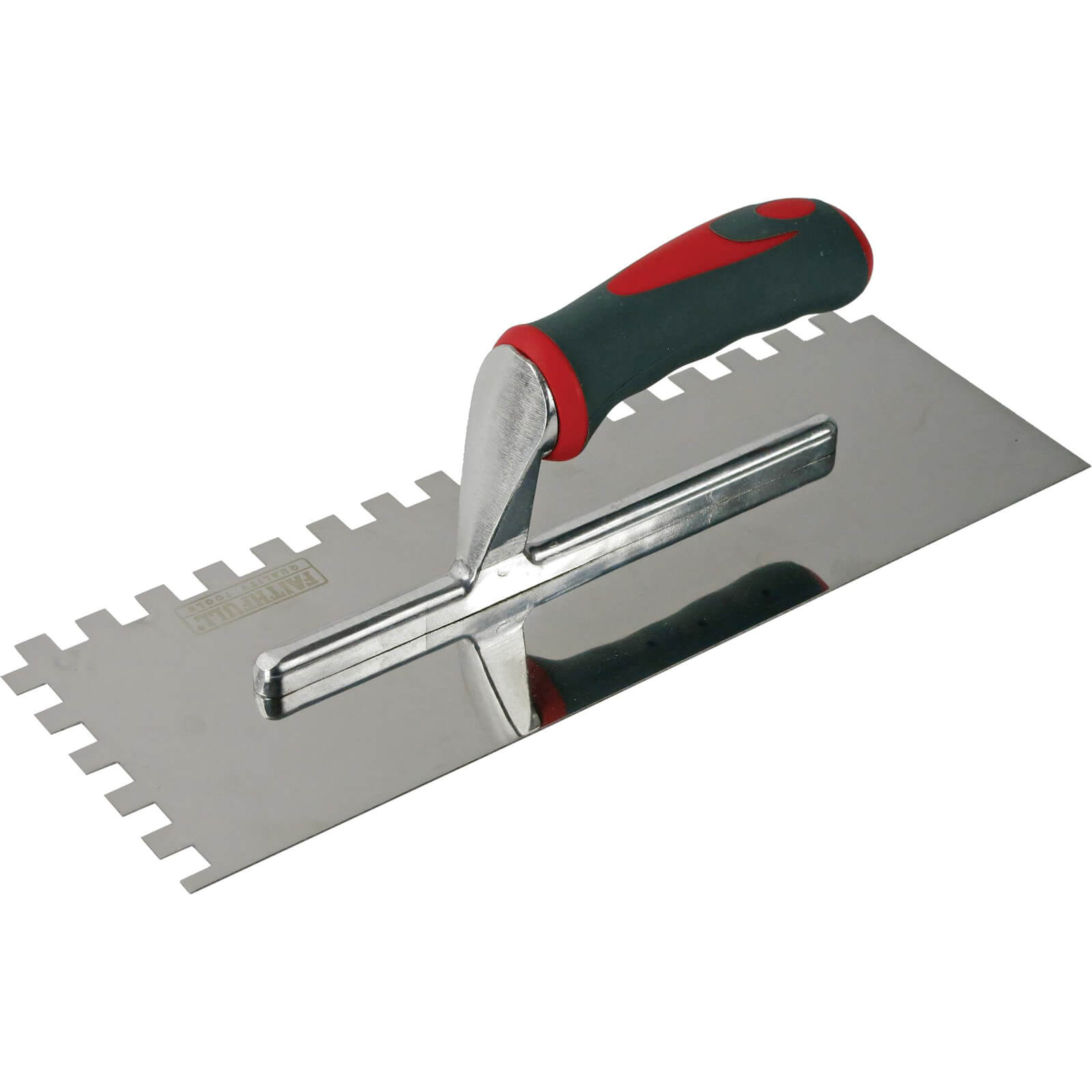 Image of faithfull soft grip stainless steel notched trowel 13 x 4 12