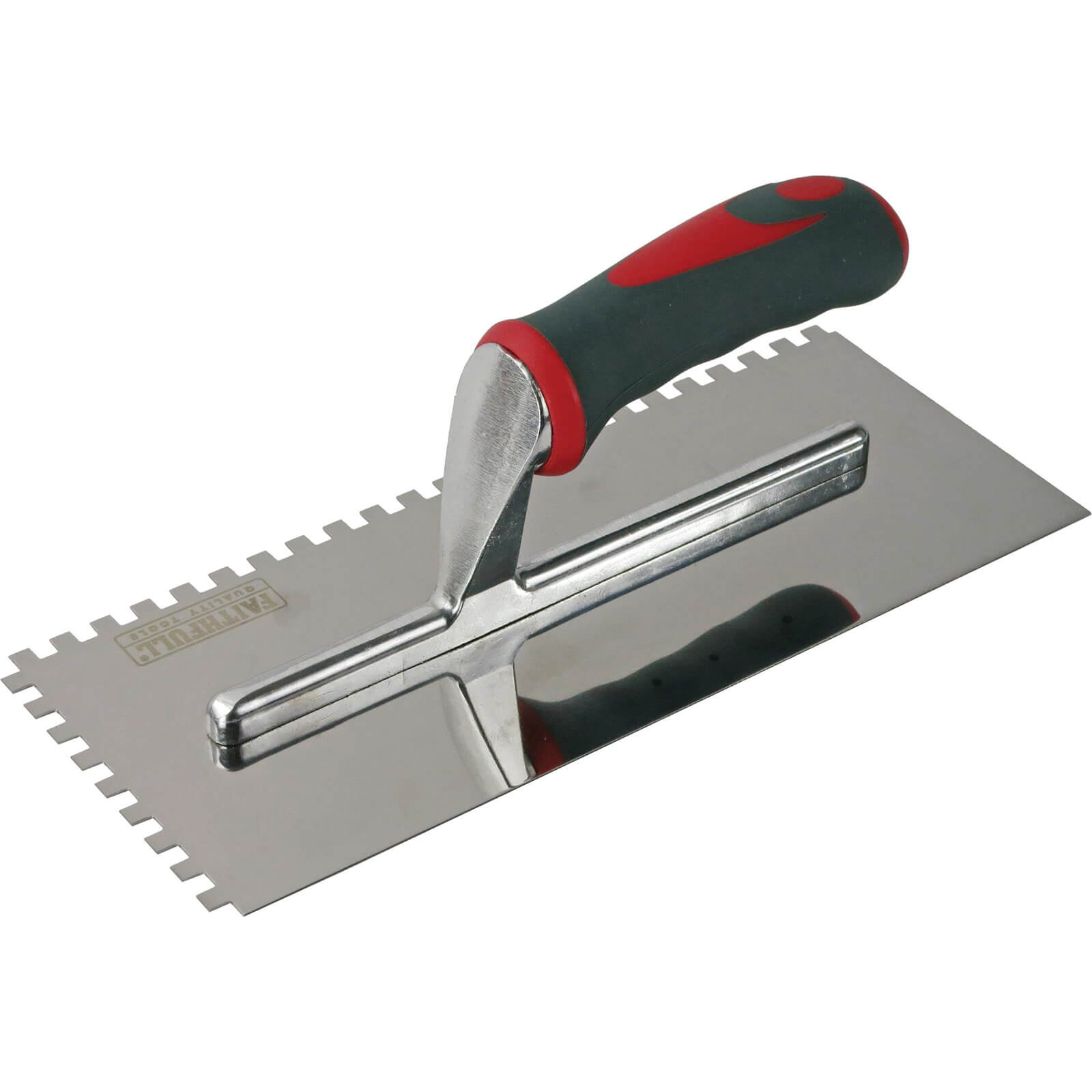 Image of Faithfull Soft Grip Stainless Steel Notched Trowel 11 x 4 12