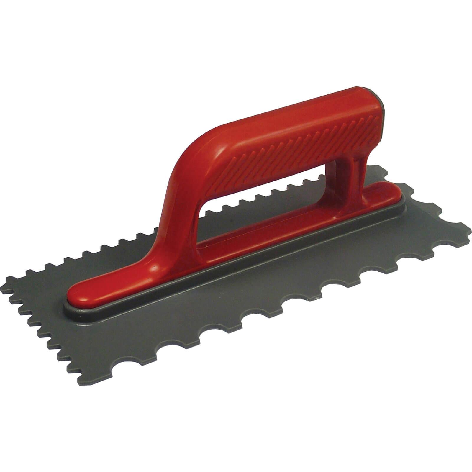 Image of Faithfull V and U Notched Plastic Tiling Trowel 11 x 4 with Soft Grip Handle