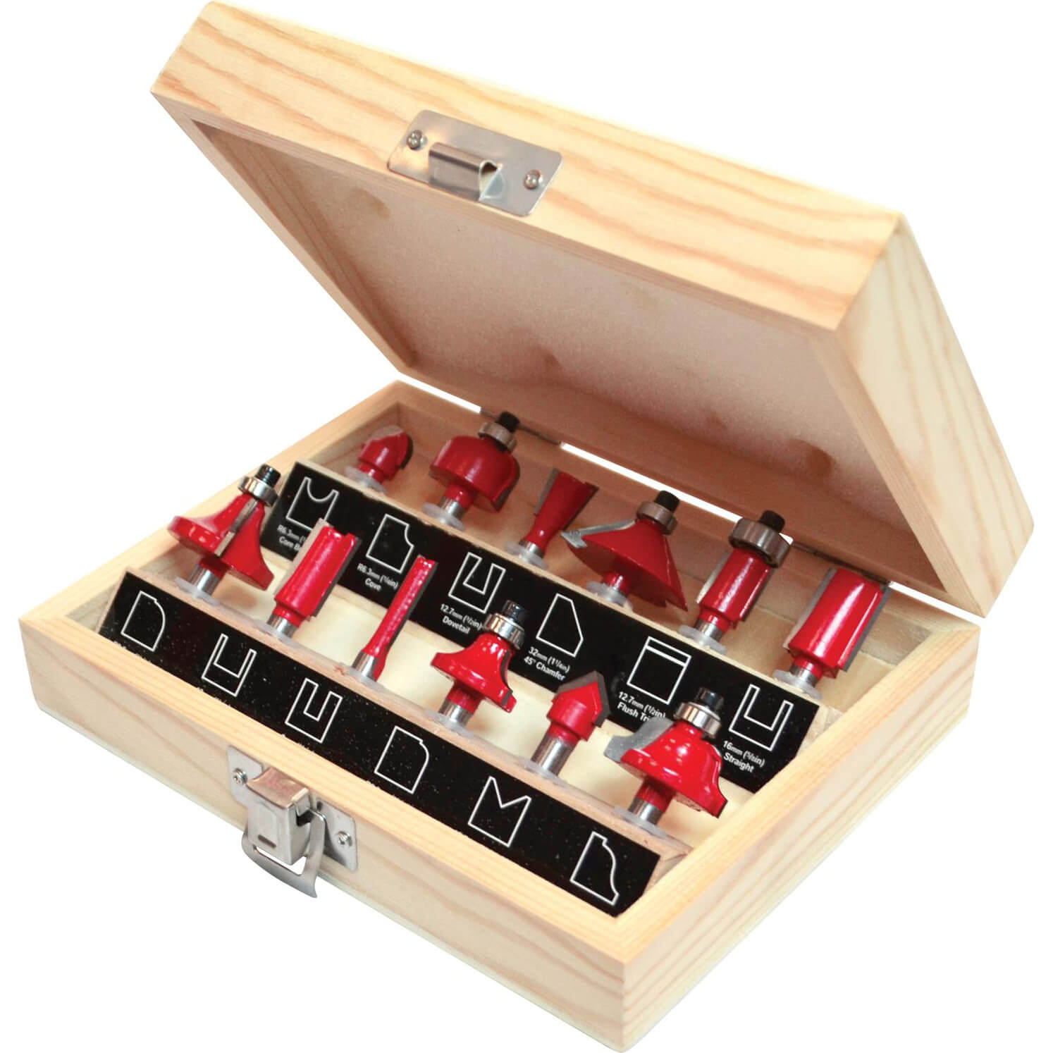 Image of Faithfull 12 Piece Tct Router Bit Set 14 Shank