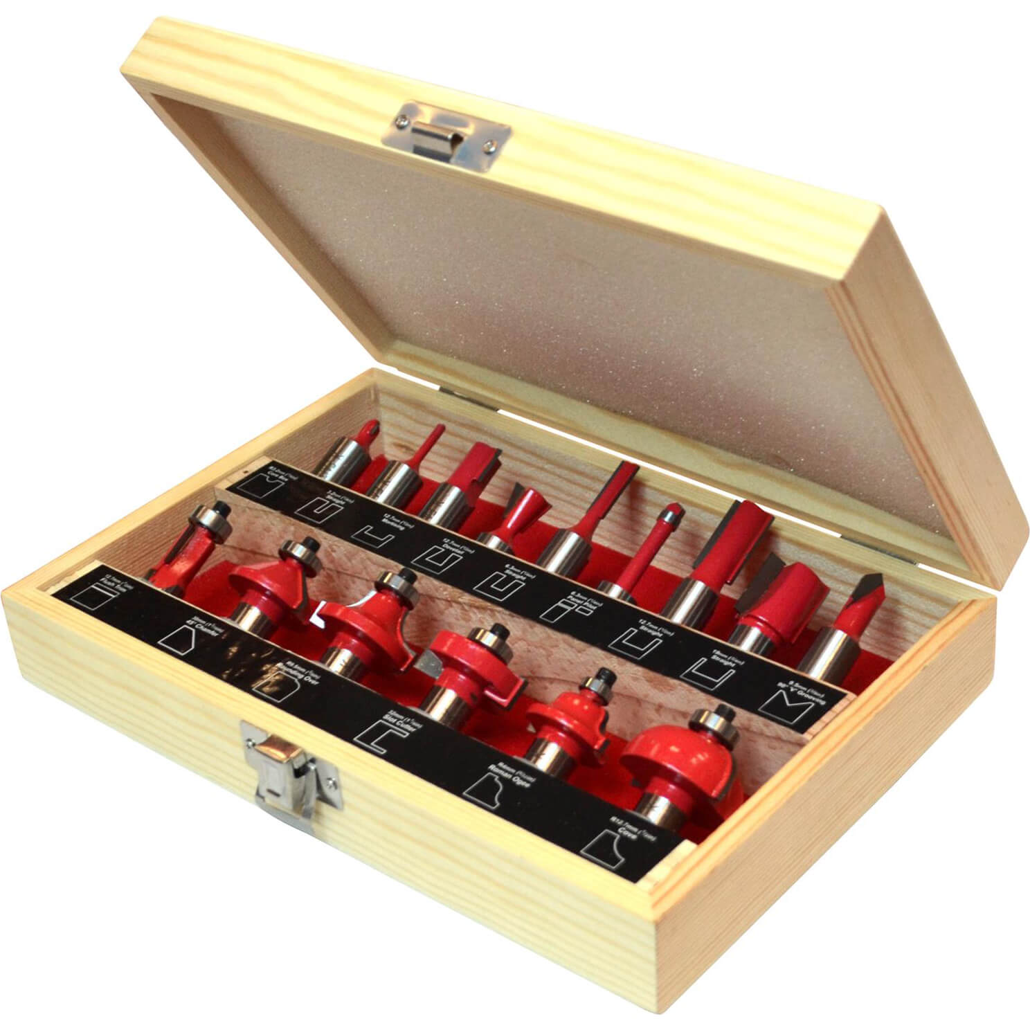 Image of Faithfull 15 Piece Tct Router Bit Set 12 Shank