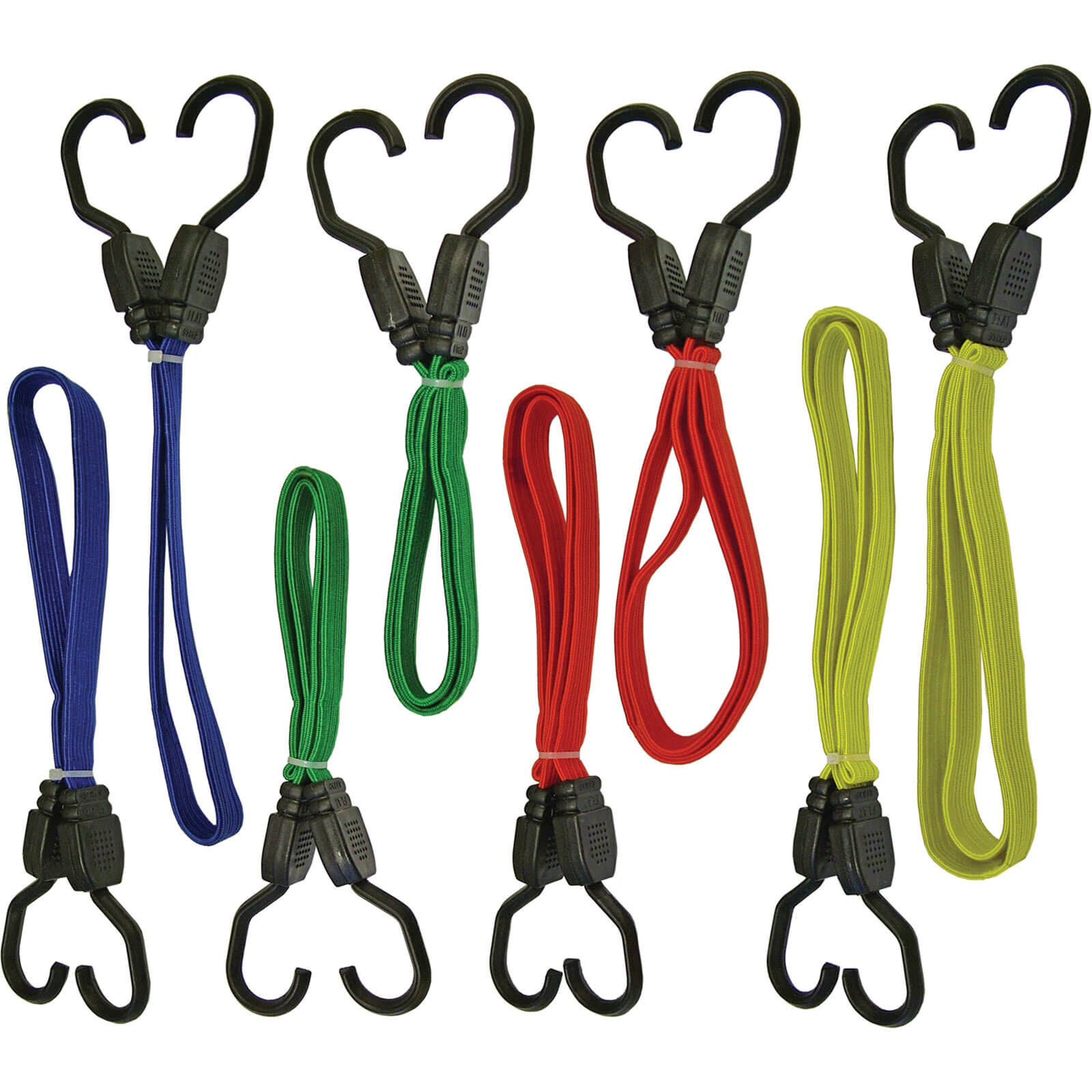 Image of Faithfull 8 Piece Assorted Bungee Cord Elastic Strap Set