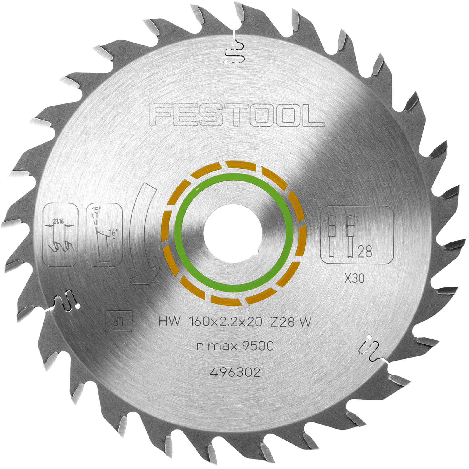 Image of Festool Universal Saw Blade 160 x 22 x 20 W28 Teeth For TS55 Plunge Saws