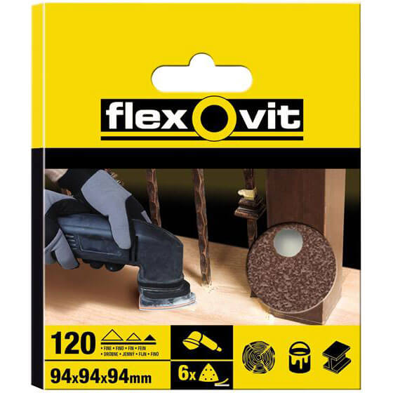 Image of Flexovit Delta Sanding Sheets Pack of 6 Fine 63642526401