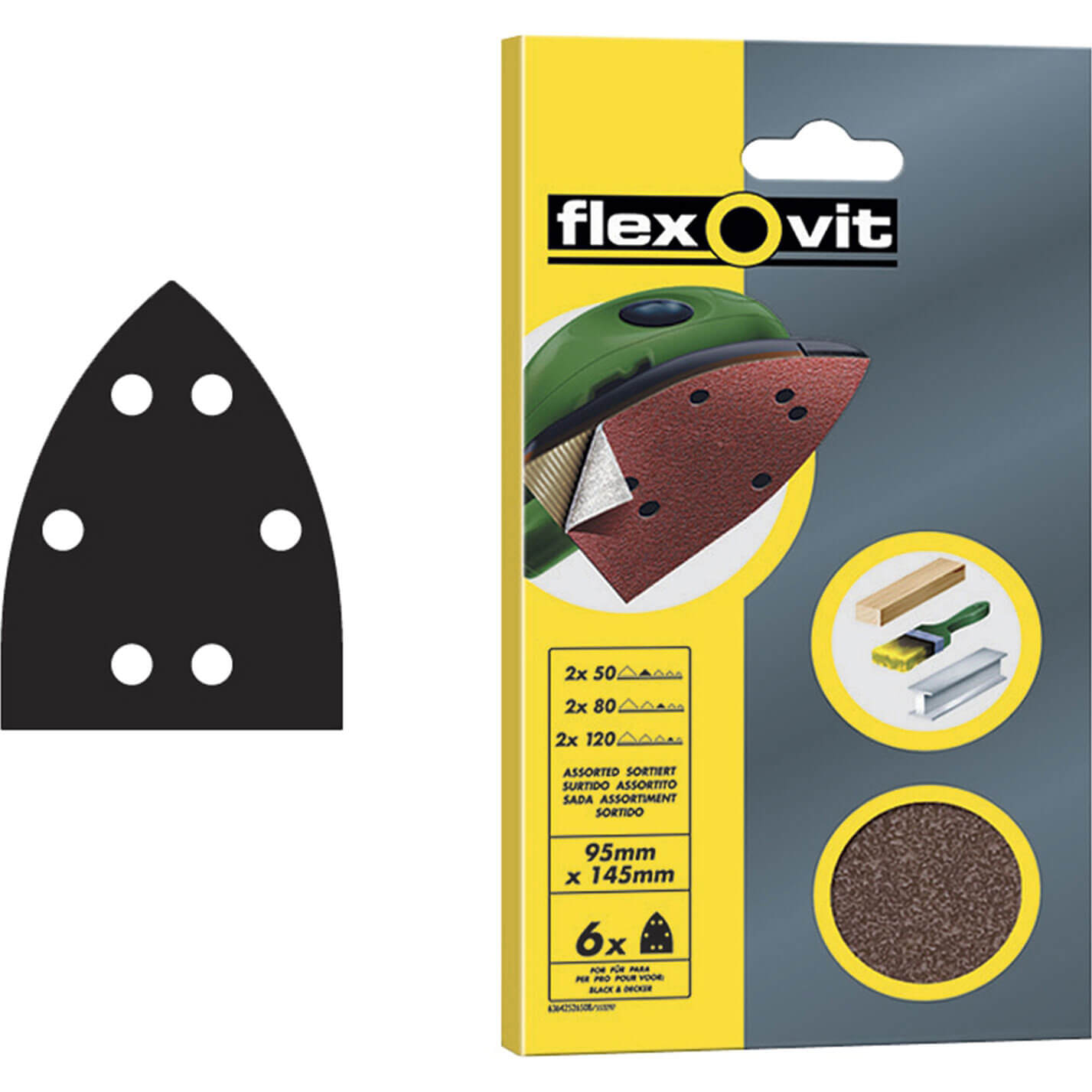 Image of Flexovit Detail Sanding Sheets Pack of 6 Medium 63642526408