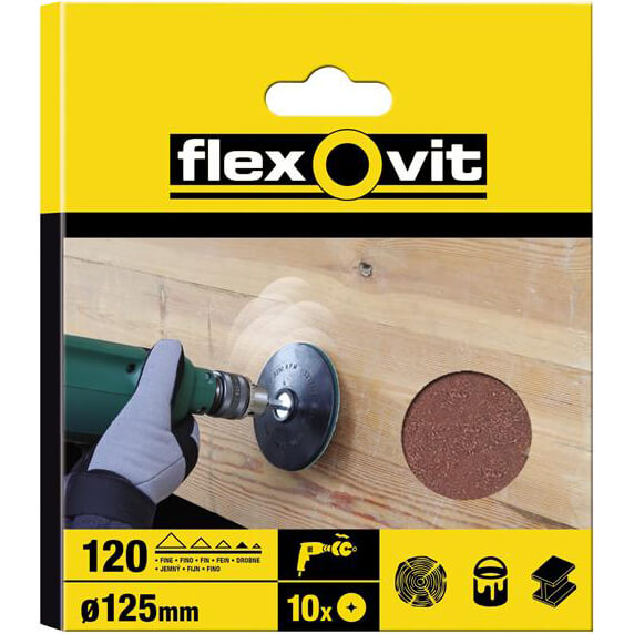 Image of Flexovit Drill Mount Disc Pack of 10 120G 63642526383