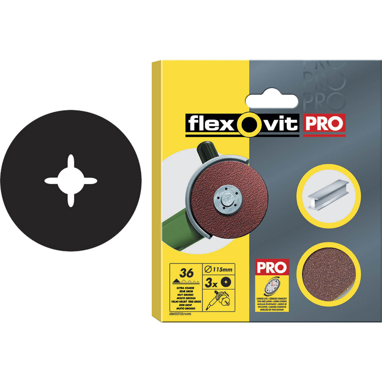 Image of Flexovit Discs Pack of 3 125mm Medium 50G 63642527537