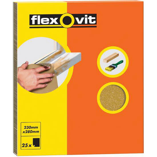 Image of Flexovit Glasspaper Sheets Pack of 25 15 63642558234