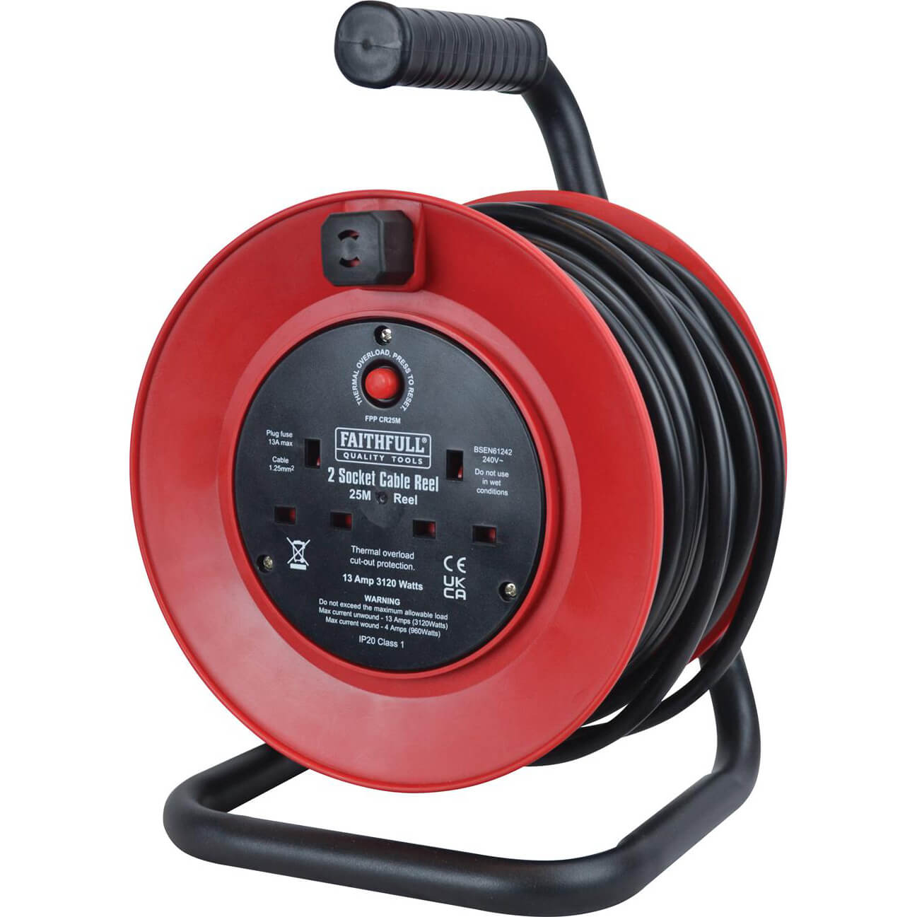 Image of 25 Metre Heavy Duty Cable Extension Reel 13amp 240v
