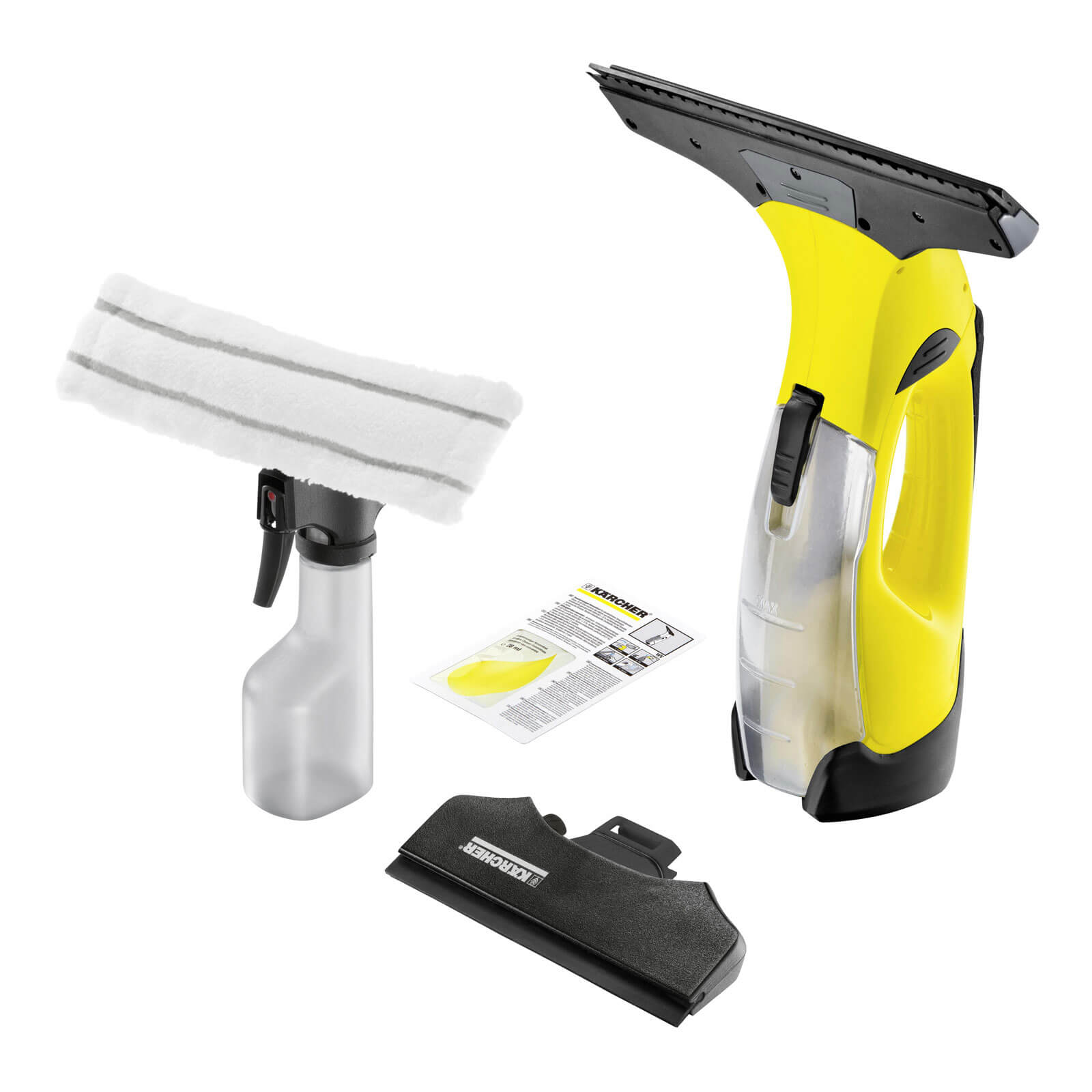 Image of Karcher WV 5 Rechargeable Window Vac with 1 Lithium Ion Battery Spray Bottle Pad and Small Nozzle