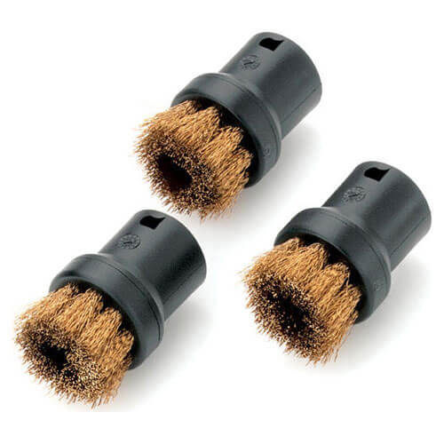 Image of Karcher Pack of 3 Round Brushes with Brass Bristles for SC Steam Cleaners