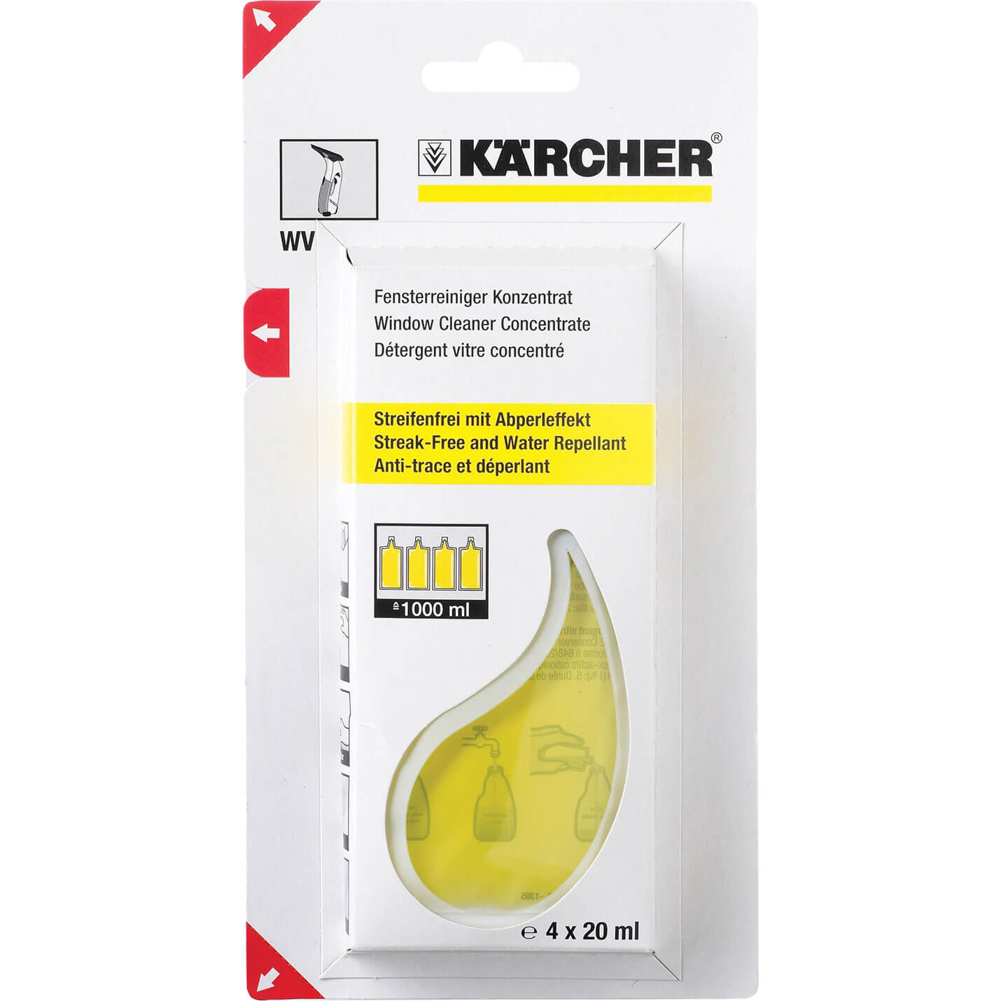 Image of Karcher Concentrated Glass Cleaner 20ml Pack of 4 for Karcher Window Vacs