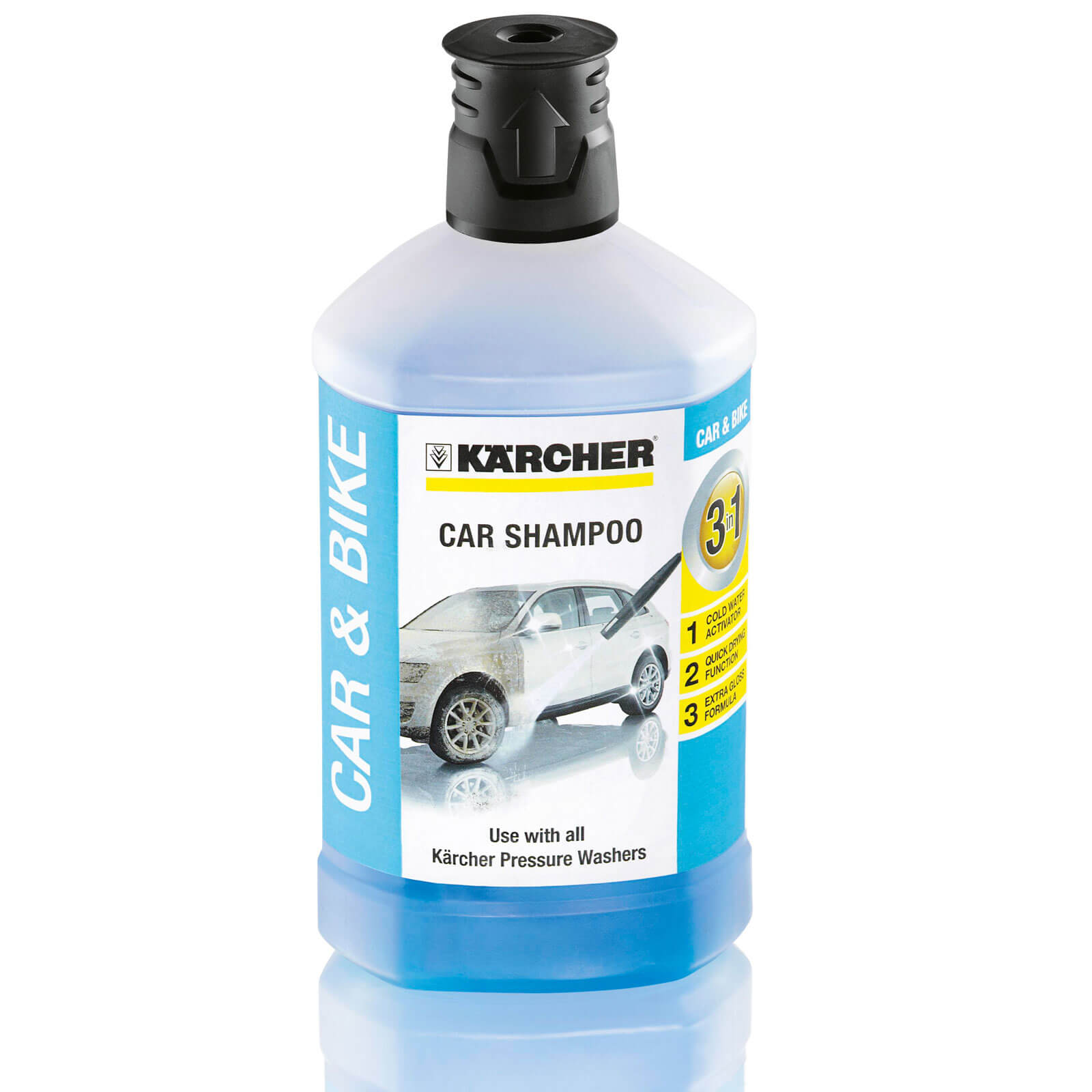 Image of Karcher Mild Alkaline Foam Car Shampoo Plug n Clean Detergent 1 Litre for Pressure Washers