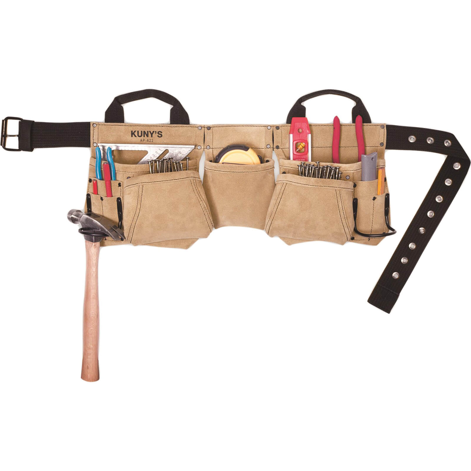 Image of Kunys Carpenters Split Grain Apron Tool Belt and Pouches