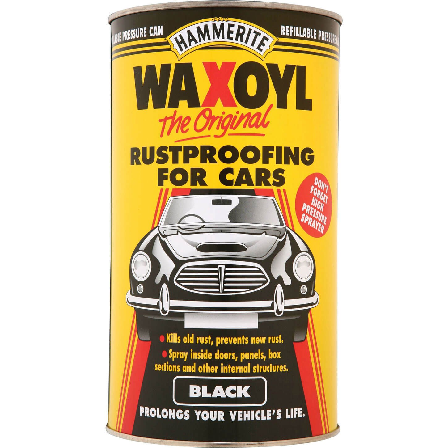 Image of Hammerite Waxoyl Rust Remover and Protector Black Pressure Can 25 Litre