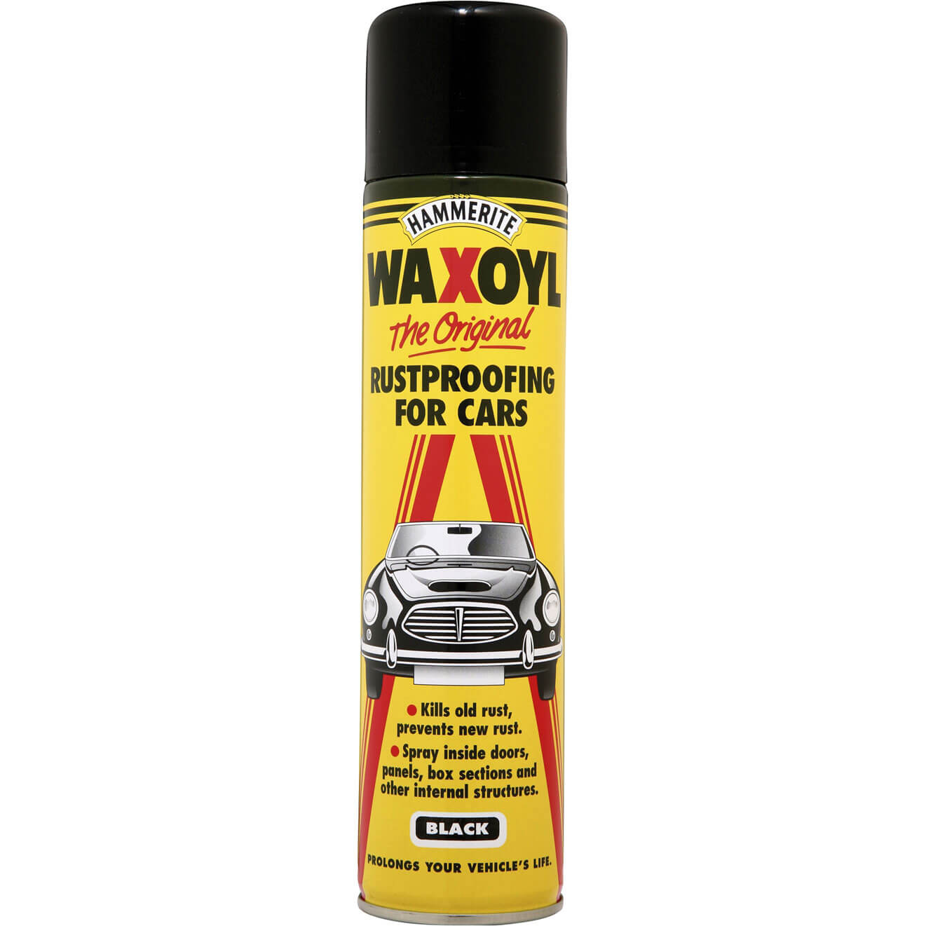 Image of Hammerite Waxoyl Aerosol Rust Remover and Protector Black 400ml