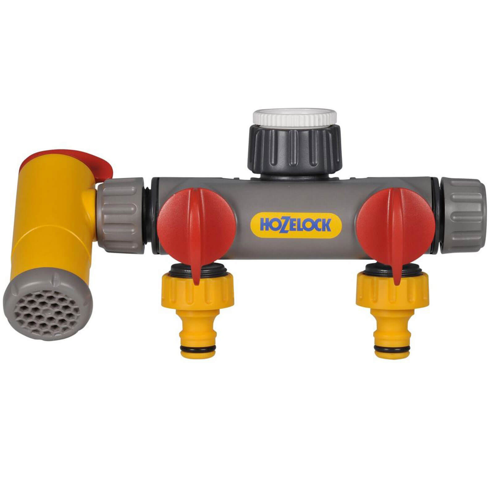 Image of Hozelock Flow Max 2 Way Tap Connector with Tap for Outdoor Taps