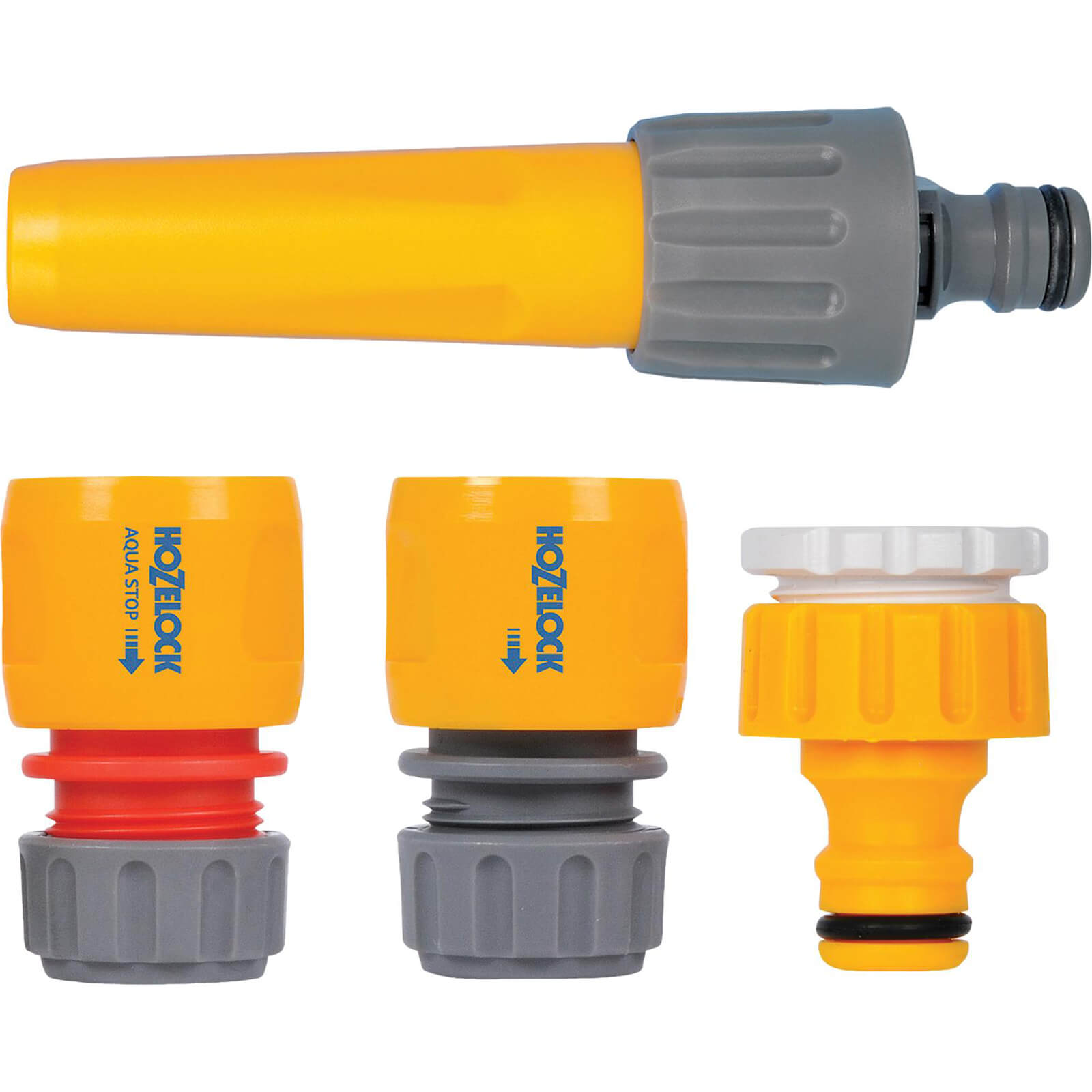 Image of Hozelock Watering Starter Set with Spray Nozzle 12 and 34 BSP Tap Connector and Connectors