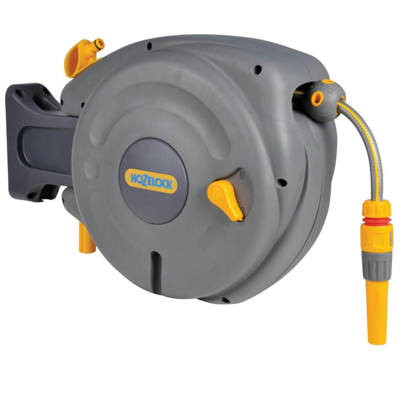 Image of Hozelock 10 Metre Mini Wall Mounted Auto Hose Reel with 10 Metre Hose Pipe and Connectors