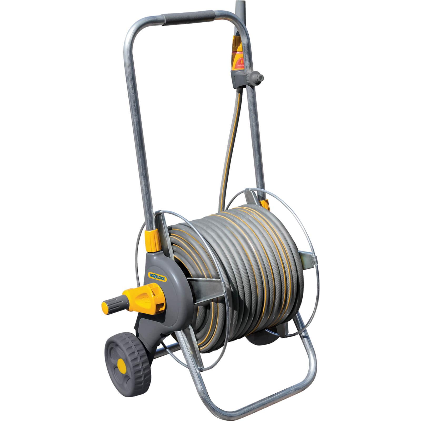 Image of Hozelock 60 Metre Metal Hose Cart with 30 Metre Hose Pipe 125mm 12 and Connectors