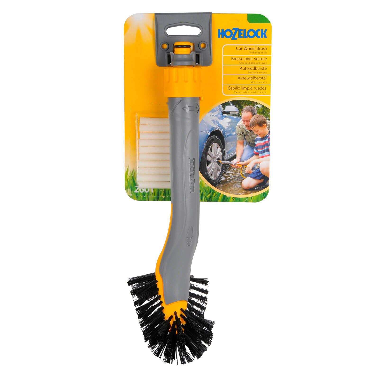 Image of Hozelock Flexible Car Wheel Wash Brush for Hose Pipes