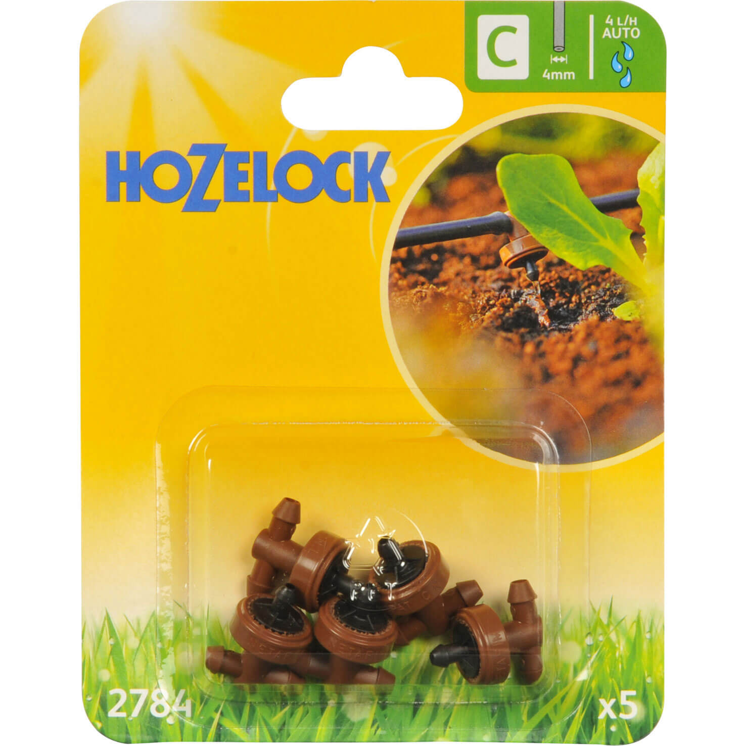 Image of Hozelock 4LPH In Line Pressure Compensating Dripper Pack of 5 for 4mm Auto Watering System