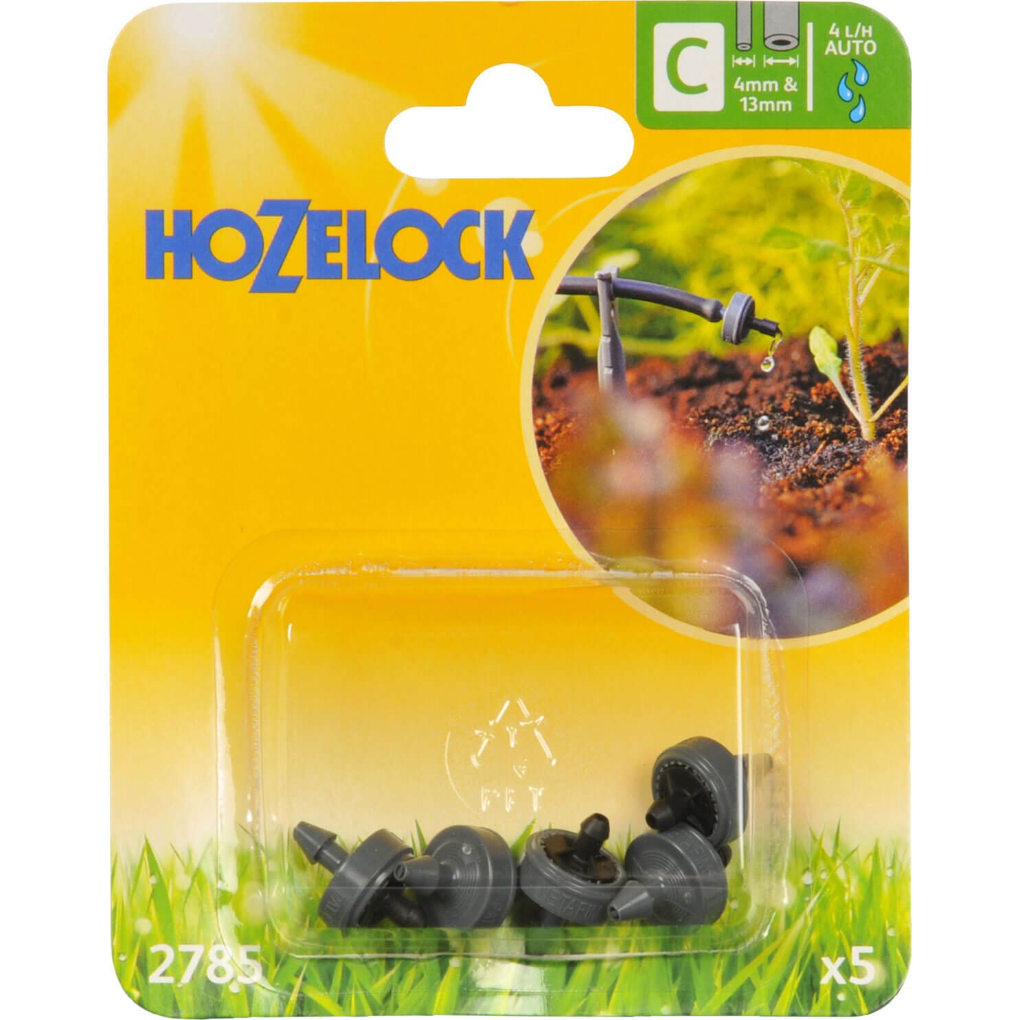 Image of Hozelock 4LPH End of Line Pressure Compensating Dripper Pack of 5 for 4mm Auto Watering System