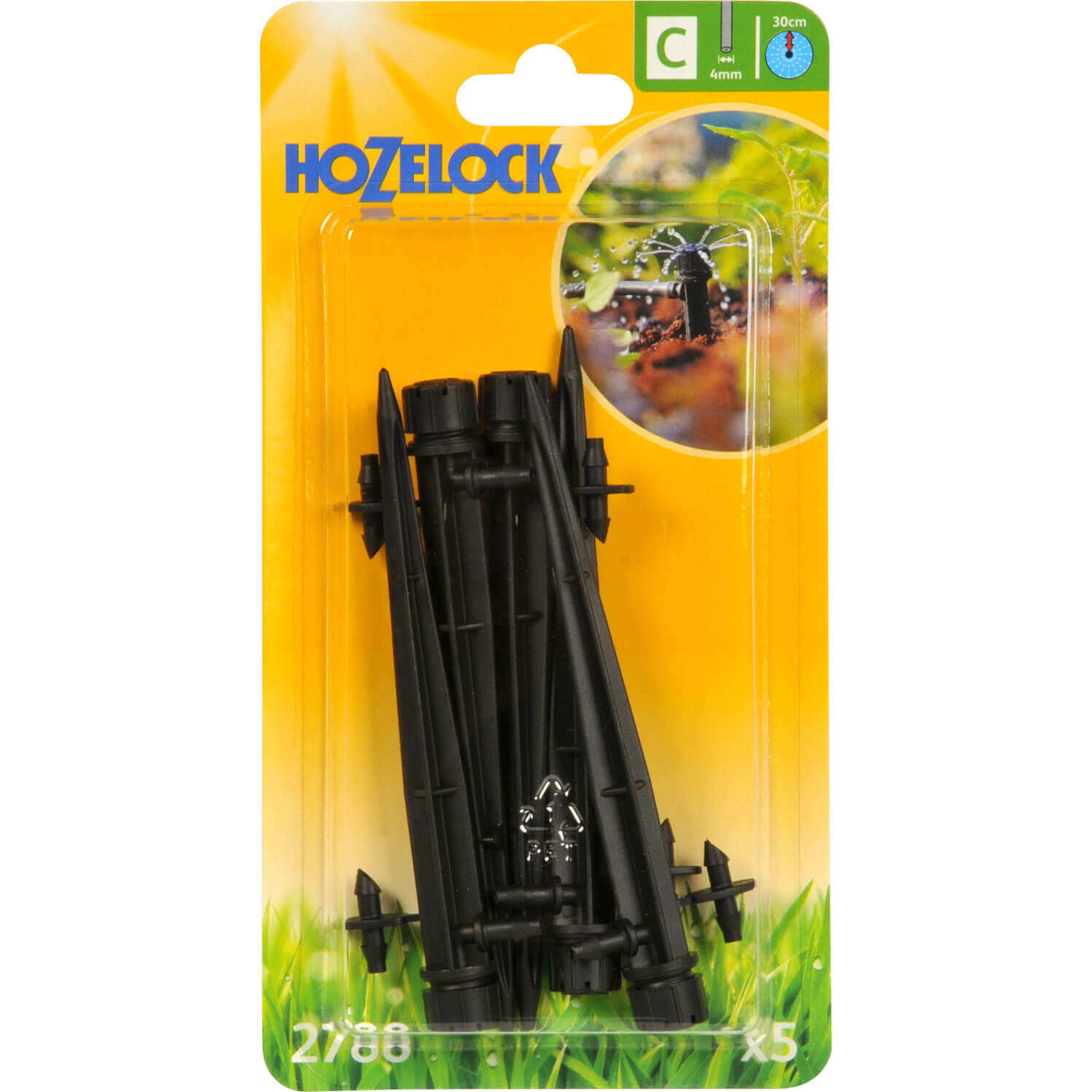 Image of Hozelock End of Line Adjustable Mini Garden Water Sprinkler on Stake Pack of 5 for 4mm Auto Watering System