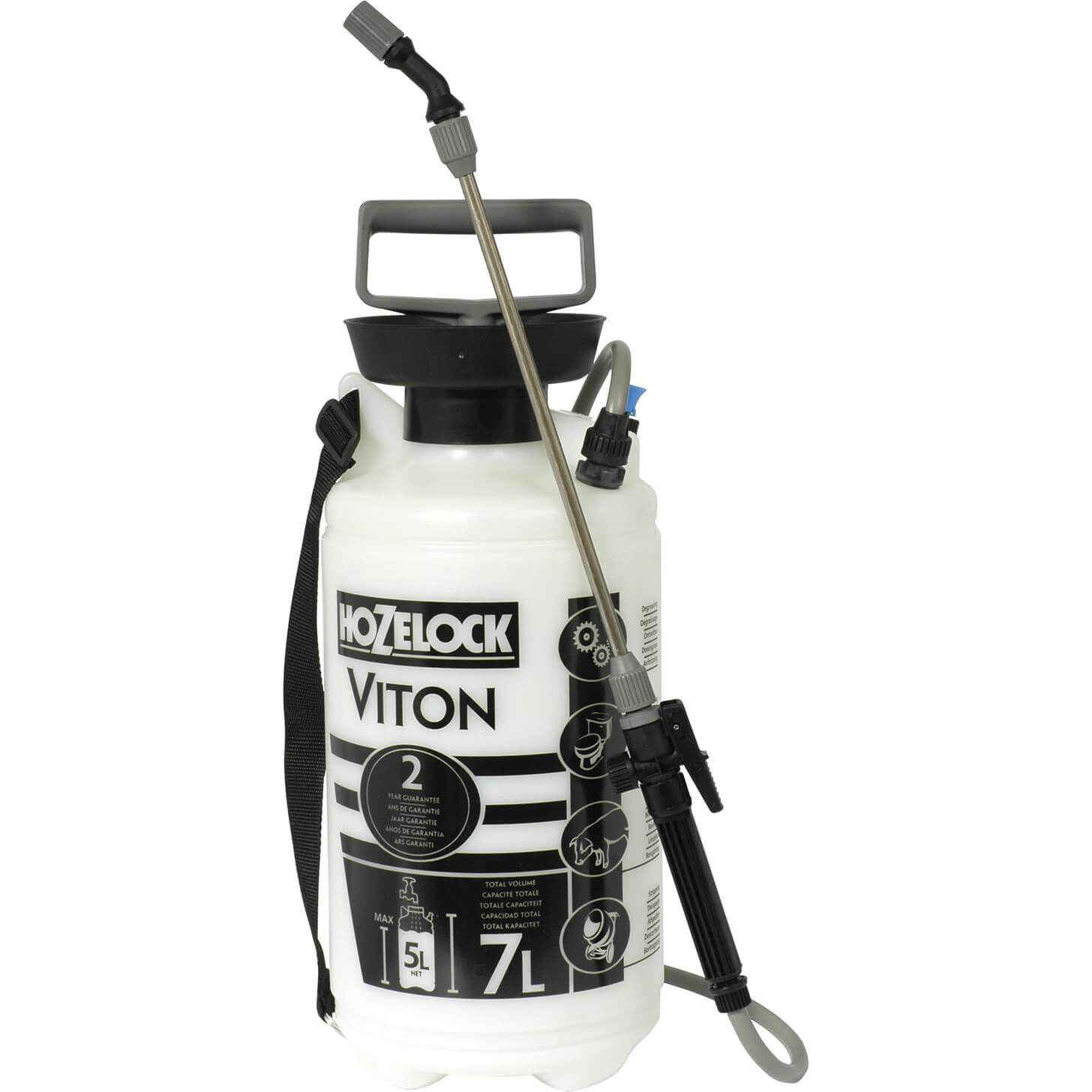 Image of Hozelock Viton Chemical Liquid Pressure Sprayer 7 Litres Holds 5 Litres