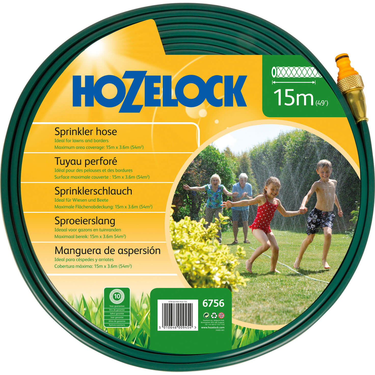 Image of Hozelock 15 Metre Flat Garden Water Sprinkler and Soaker Hose Pipe with Connectors