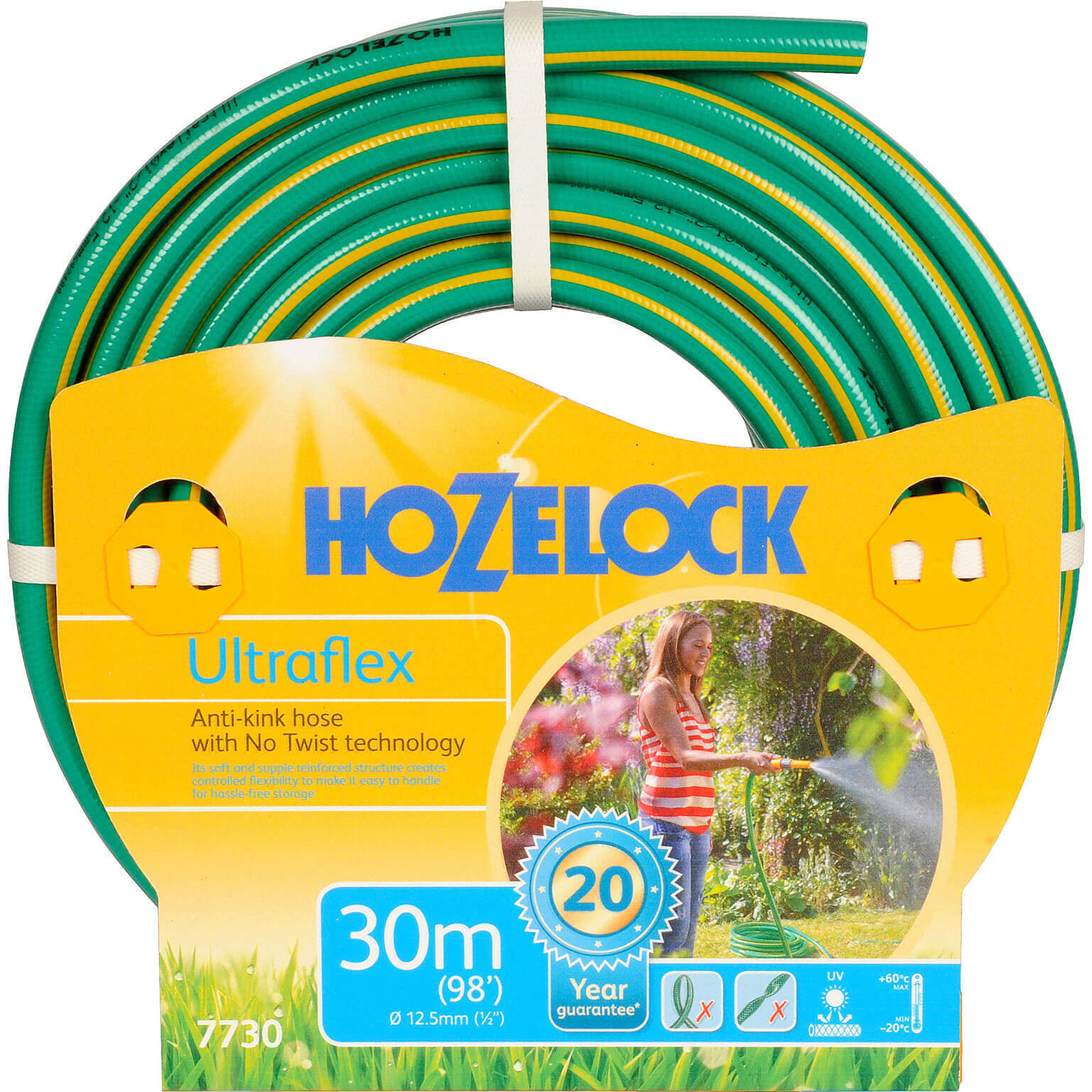 Image of Hozelock 30 Metre Ultraflex AntiKink and AntiTwist Hose Pipe 125mm 12