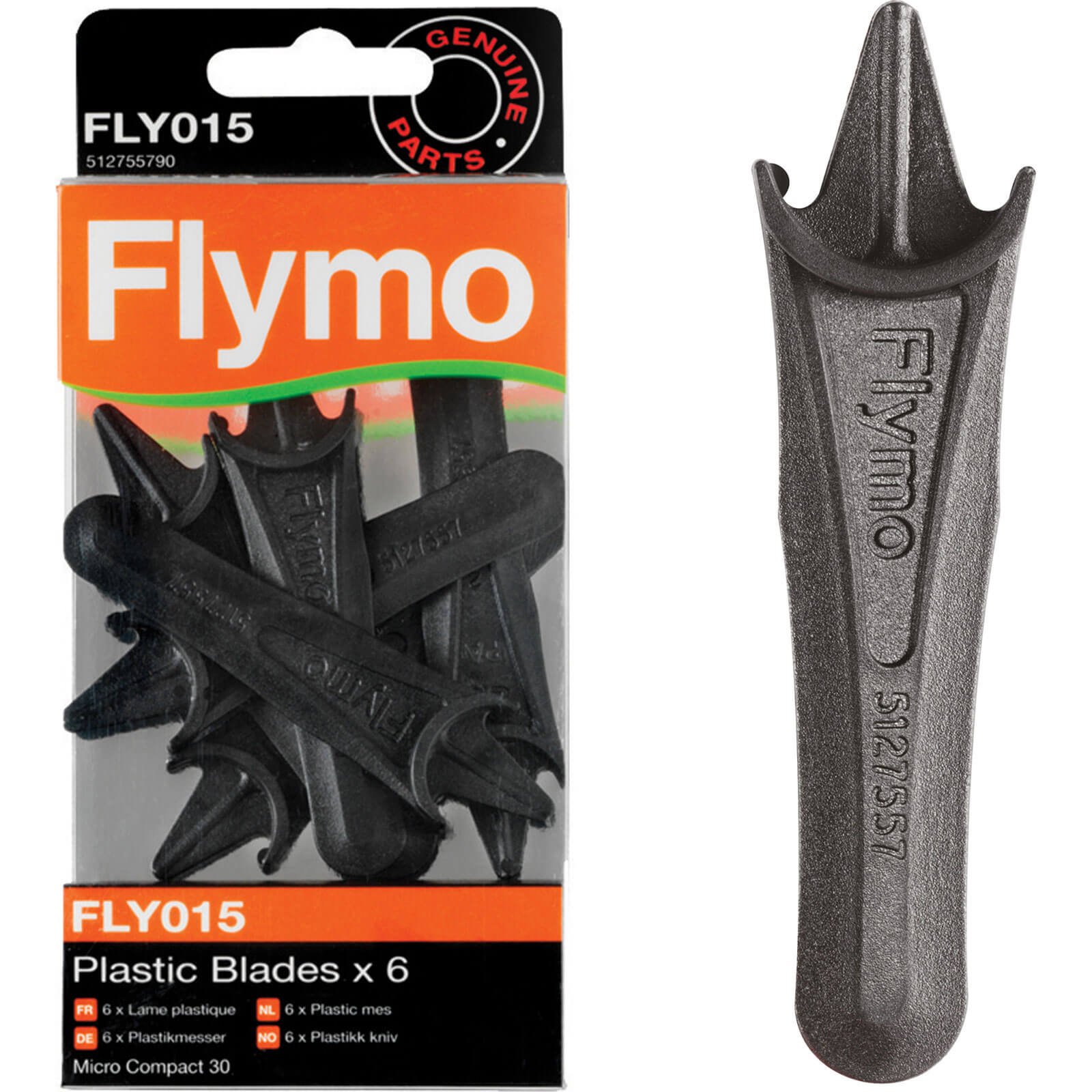 Image of Flymo FLY015 Replacement Plastic Blades for Micro Compact Lawnmowers Pack of 6