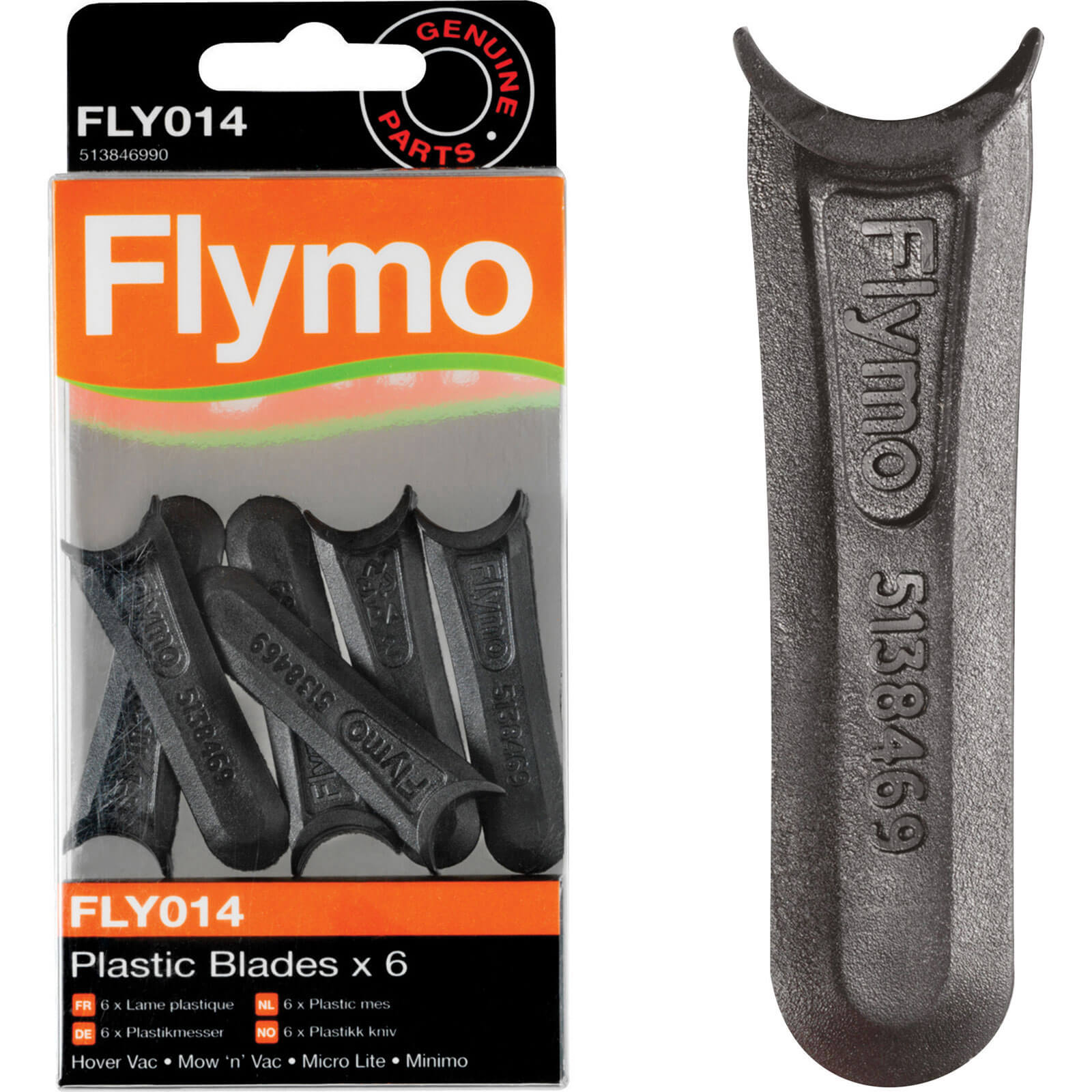 Image of Flymo FLY014 Replacement Plastic Blades for Microlite Minimo Hover Vac and Mow n Vac Lawnmowers Pack of 6