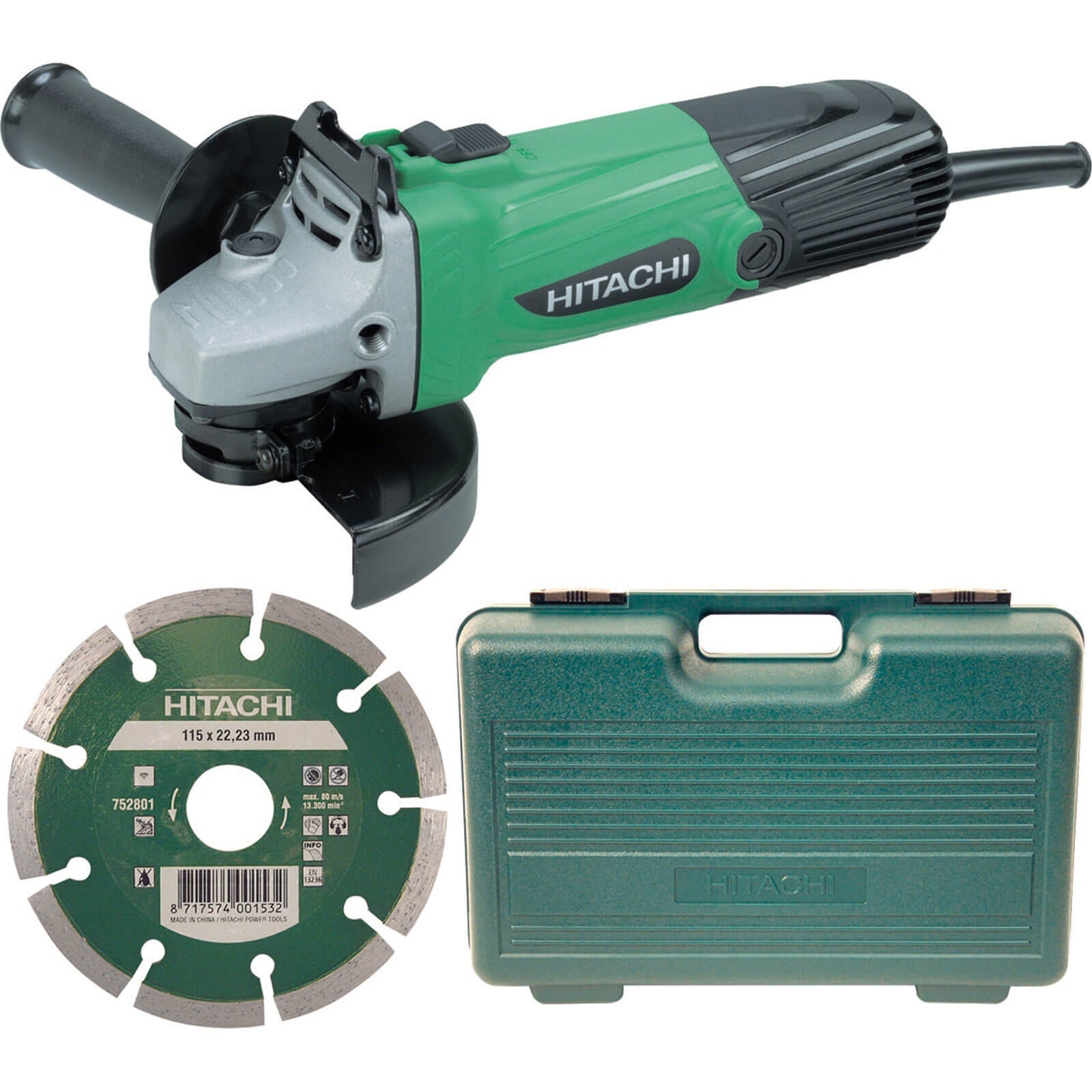 Image of Hitachi G12SS Mini Angle Grinder 115mm 45 Disc 580w 240v Diamond Blade and Case