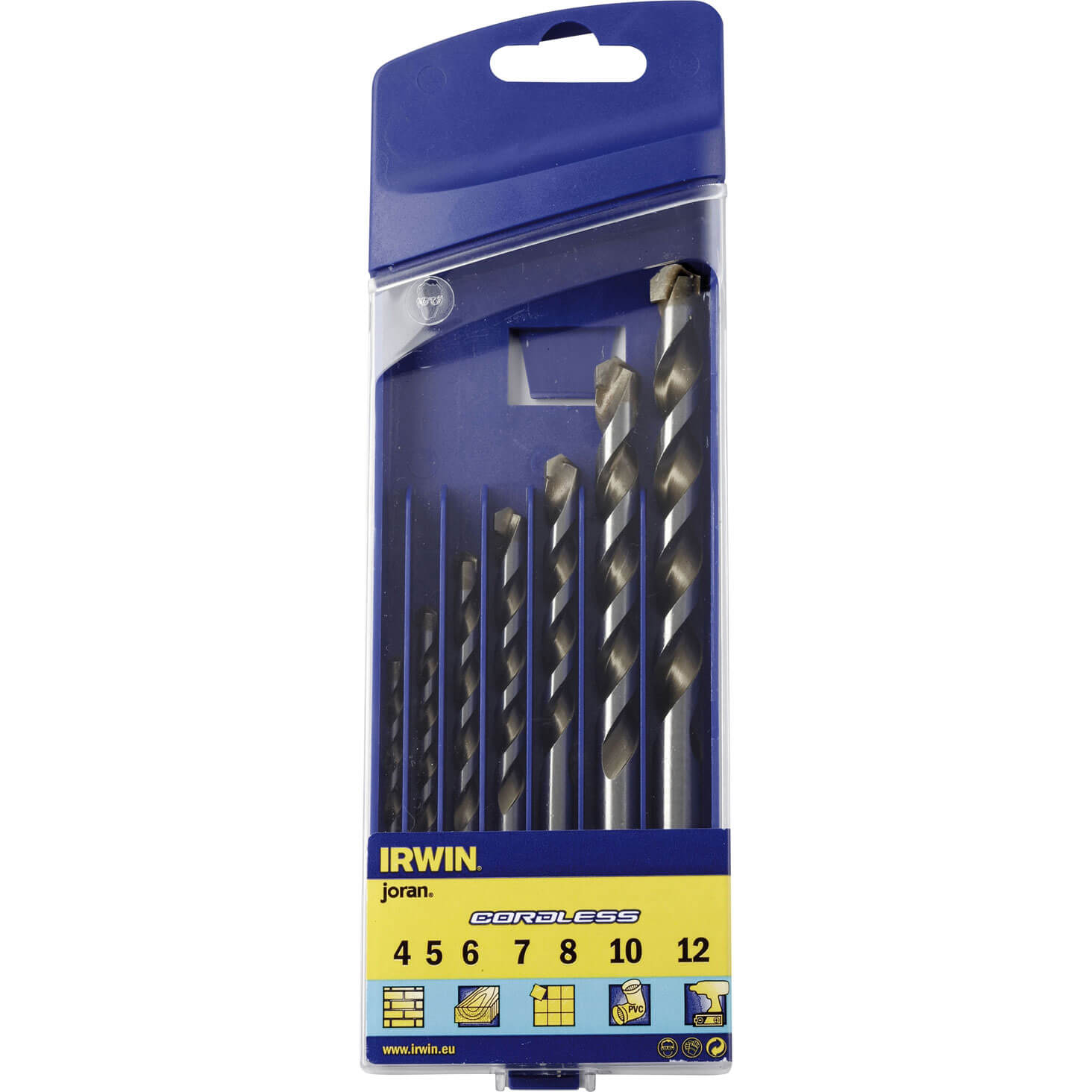 Image of Irwin Multi Purpose 7 Piece Drill Bit Set 4 12mm