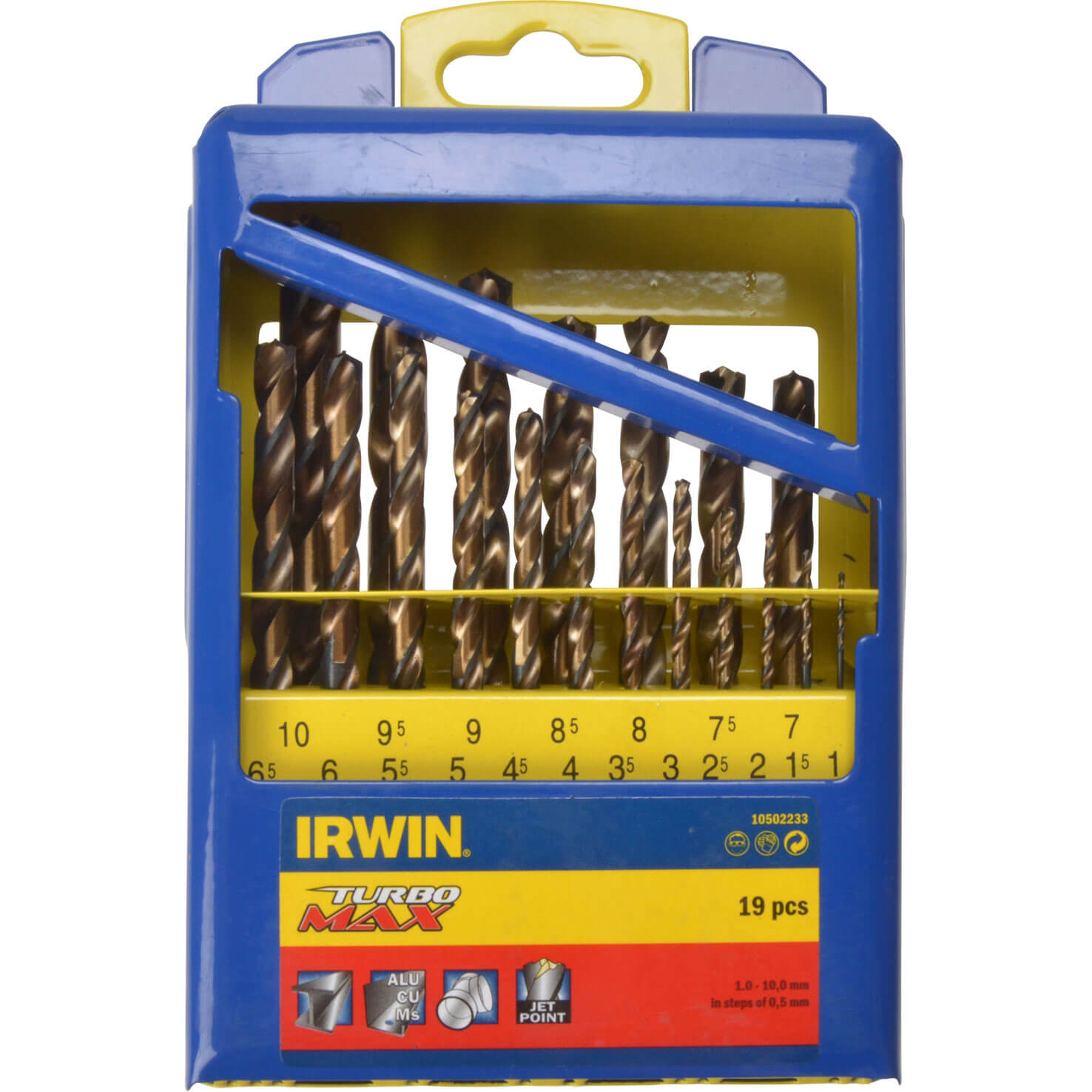 Image of Irwin 19 Piece Turbo Max HSS Drill Bit Set 1 10mm