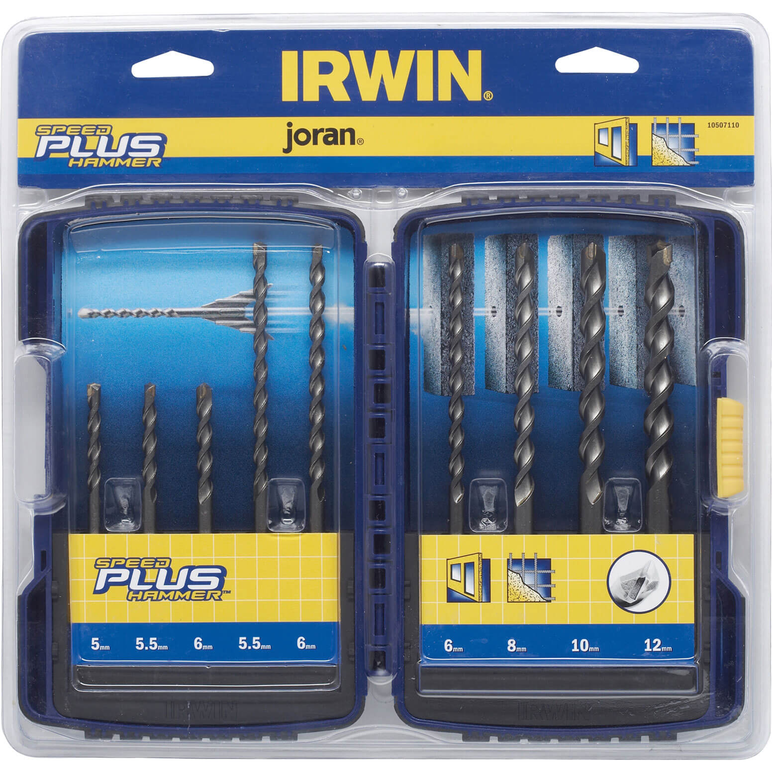 Image of Irwin Joran 9 Piece Speedhammer SDS Plus Drill Bit Set 5 12mm