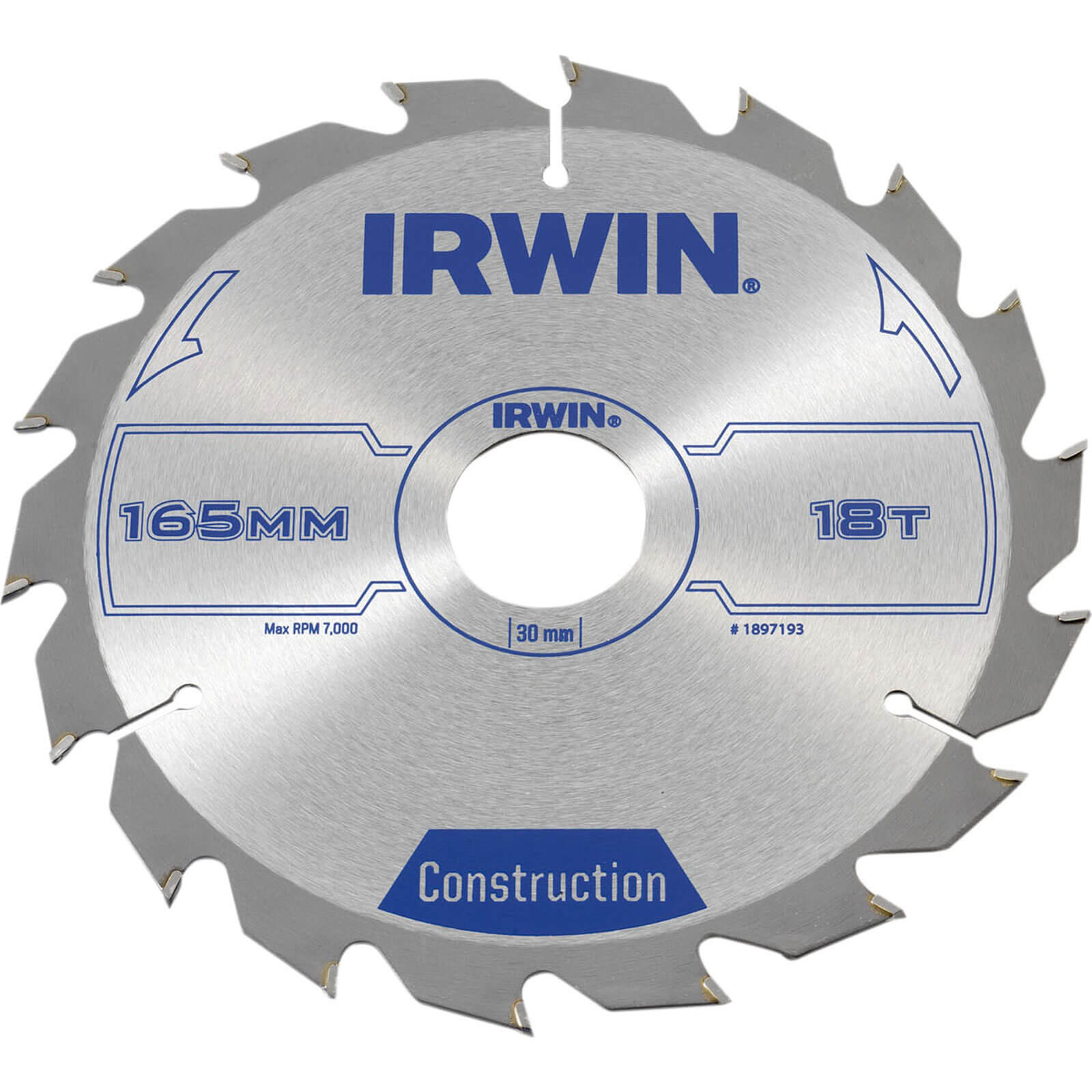 Image of Irwin ATB Circular Saw Blade 165mm x 30mm Bore 18 Teeth