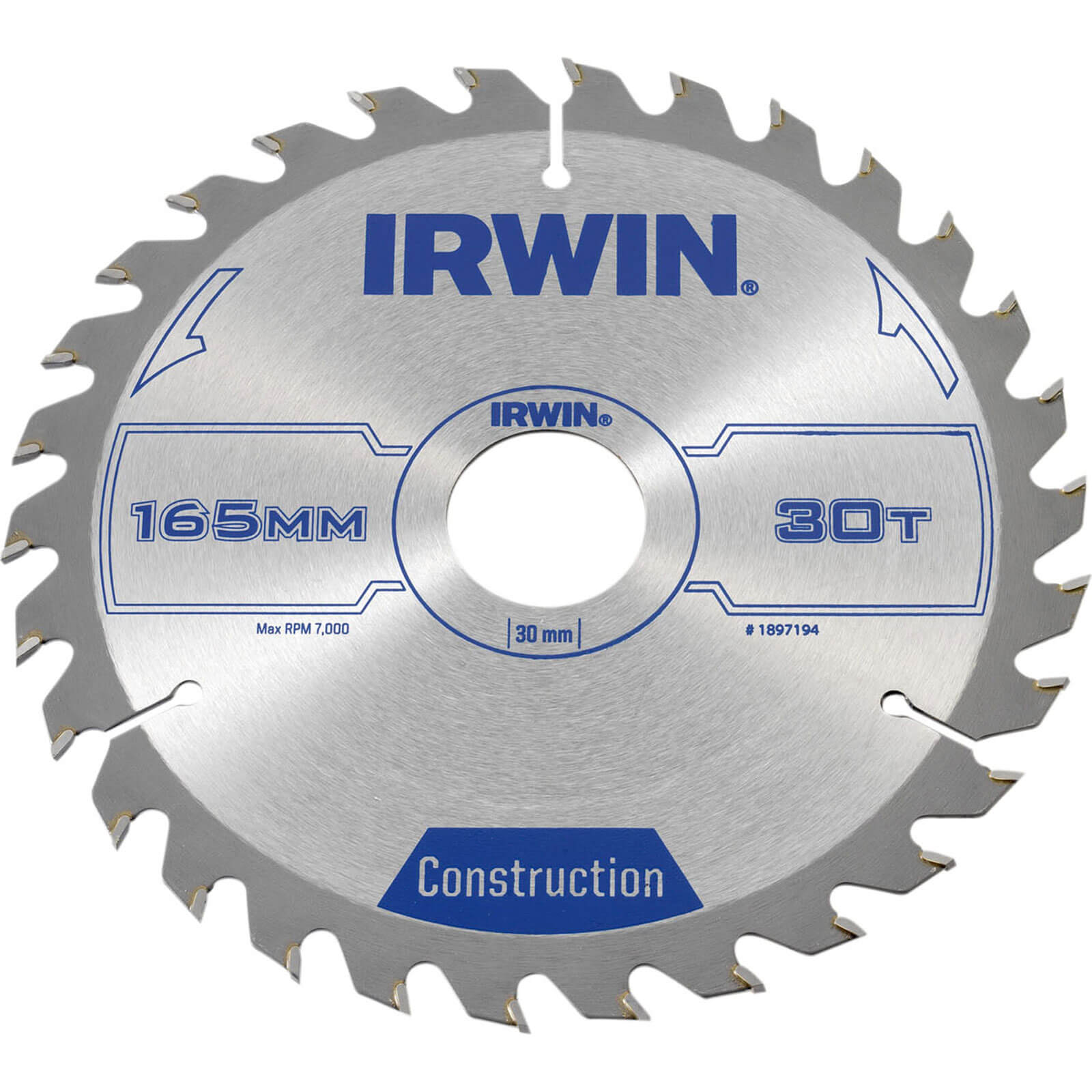 Image of Irwin ATB Circular Saw Blade 165mm x 30mm Bore 30 Teeth