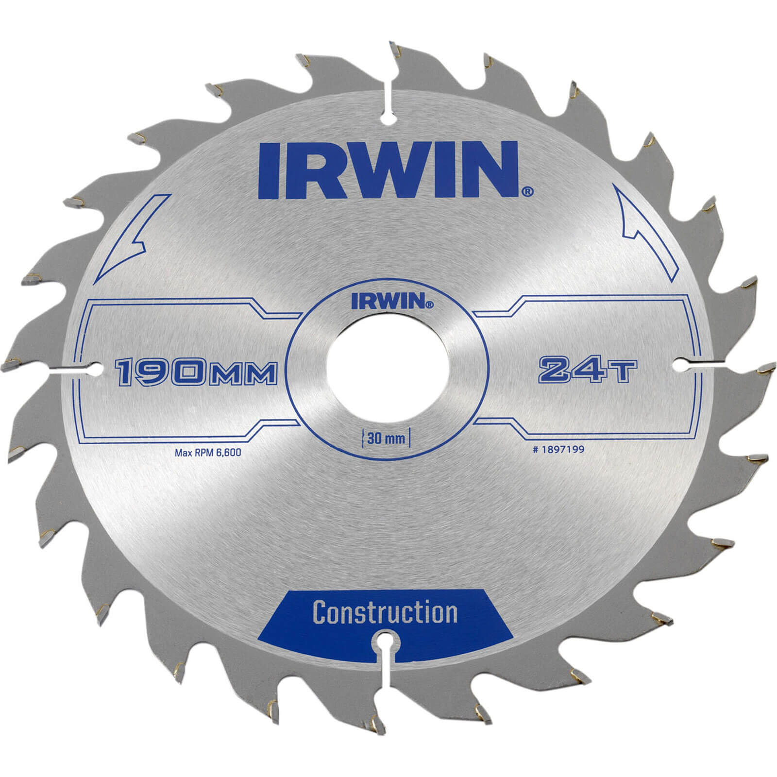 Image of Irwin ATB Circular Saw Blade 190mm x 30mm Bore 24 Teeth