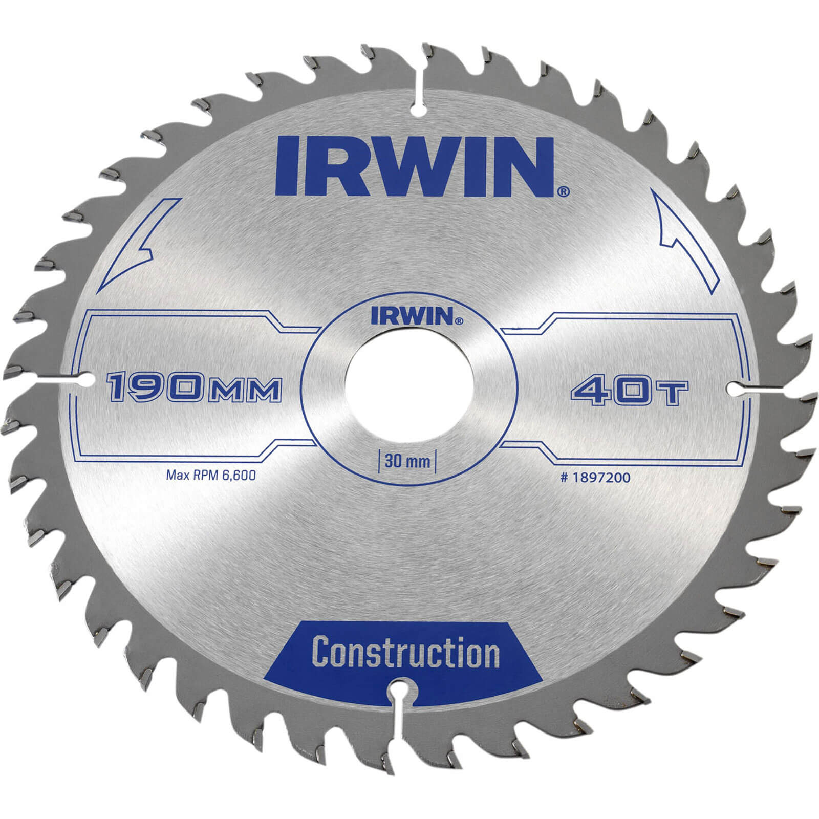 Image of Irwin ATB Circular Saw Blade 190mm x 30mm Bore 40 Teeth