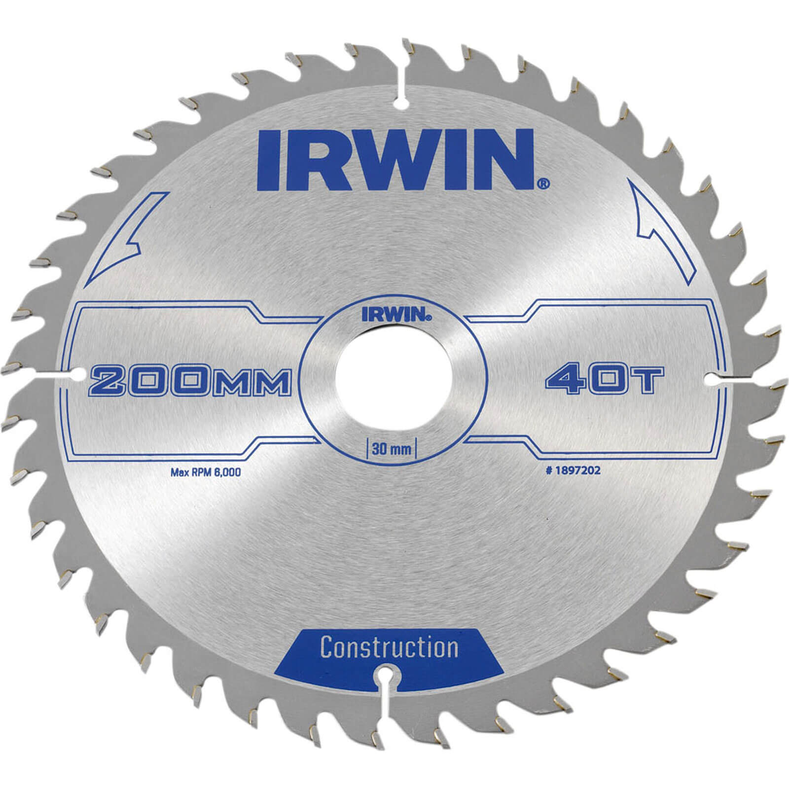 Image of Irwin ATB Circular Saw Blade 200mm x 30mm Bore 40 Teeth