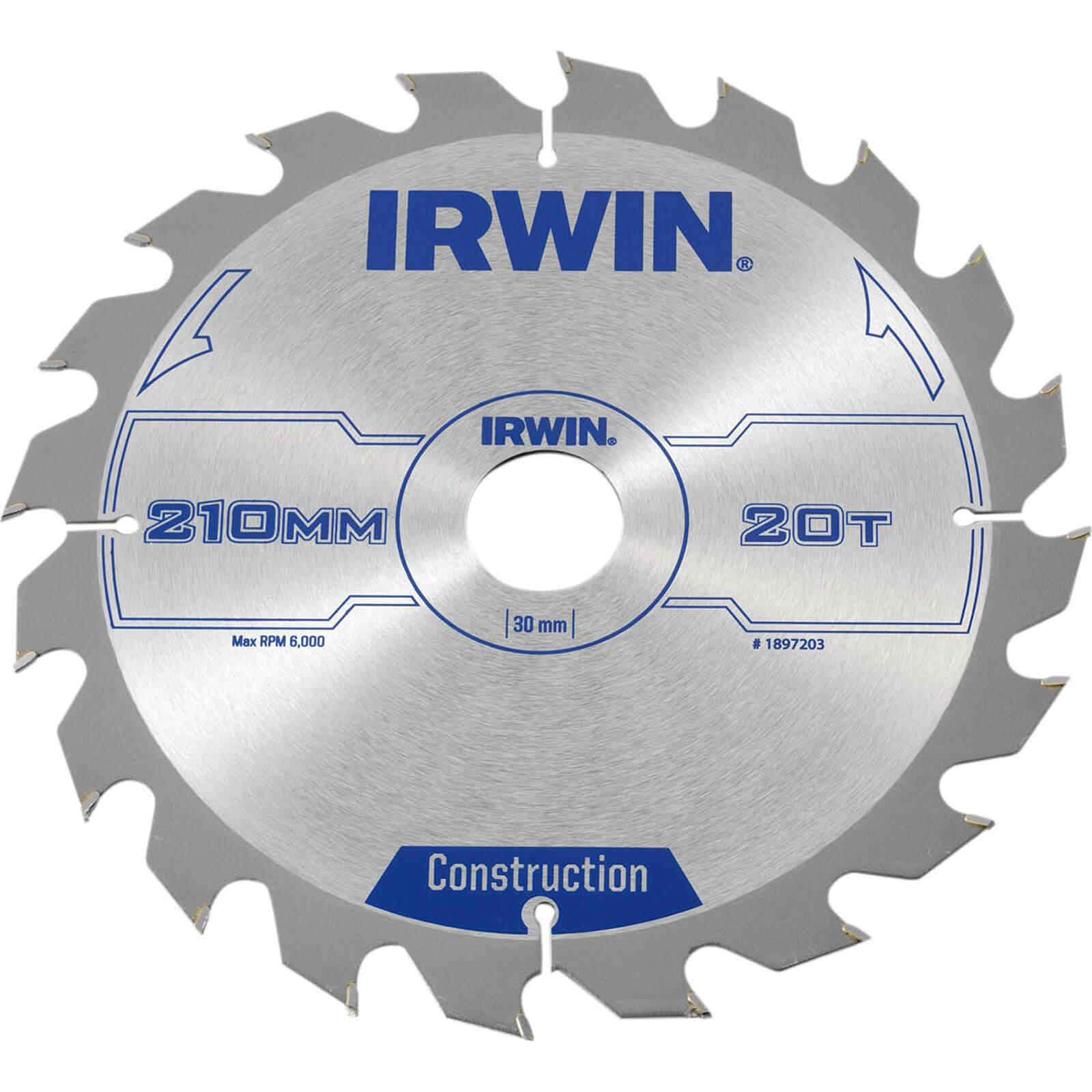 Image of Irwin ATB Circular Saw Blade 210mm x 30mm Bore 20 Teeth