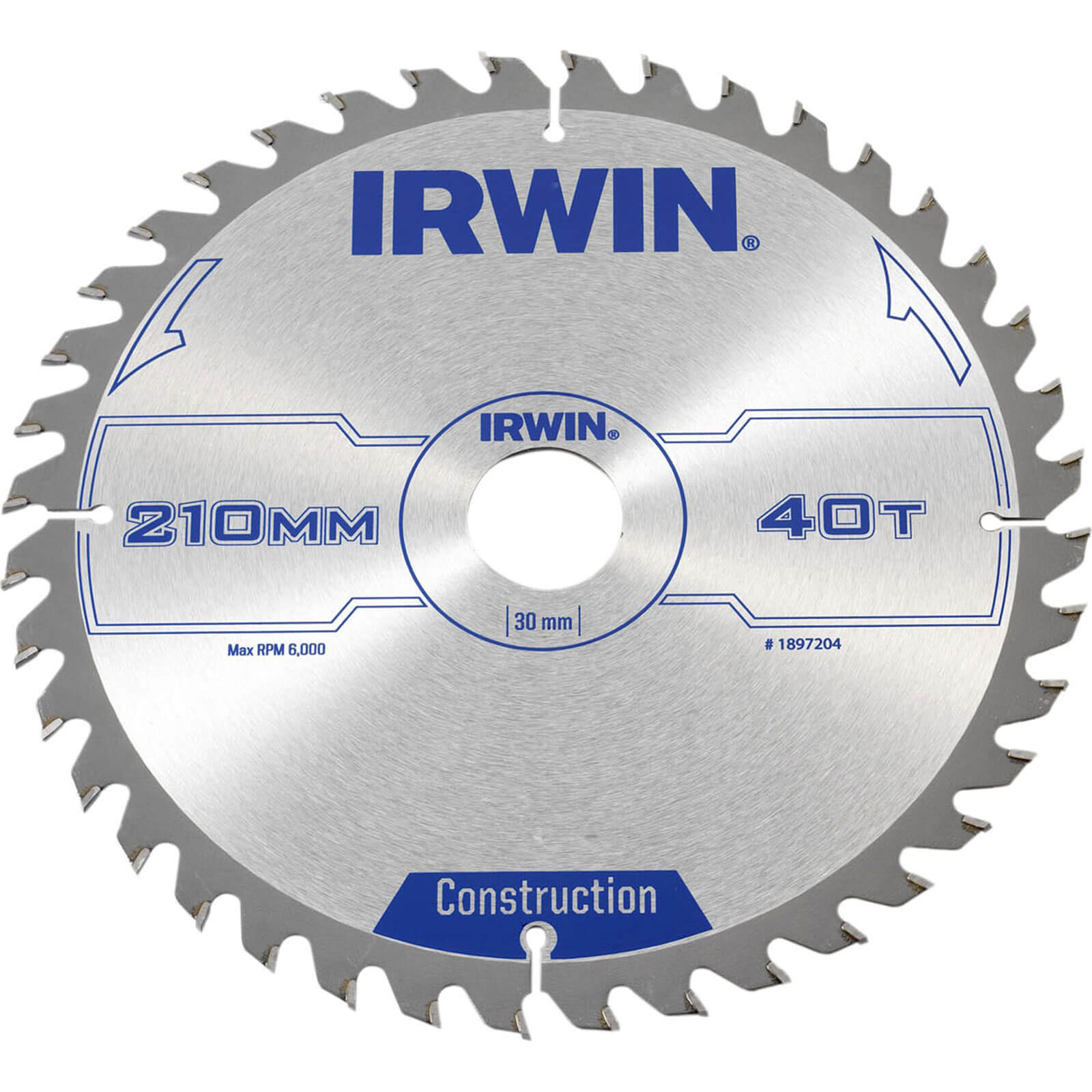 Image of Irwin ATB Circular Saw Blade 210mm x 30mm Bore 40 Teeth