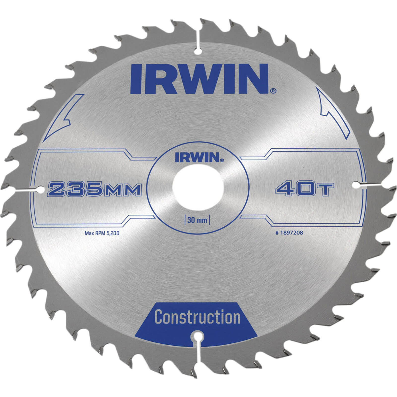 Image of Irwin ATB Circular Saw Blade 235mm x 30mm Bore 40 Teeth