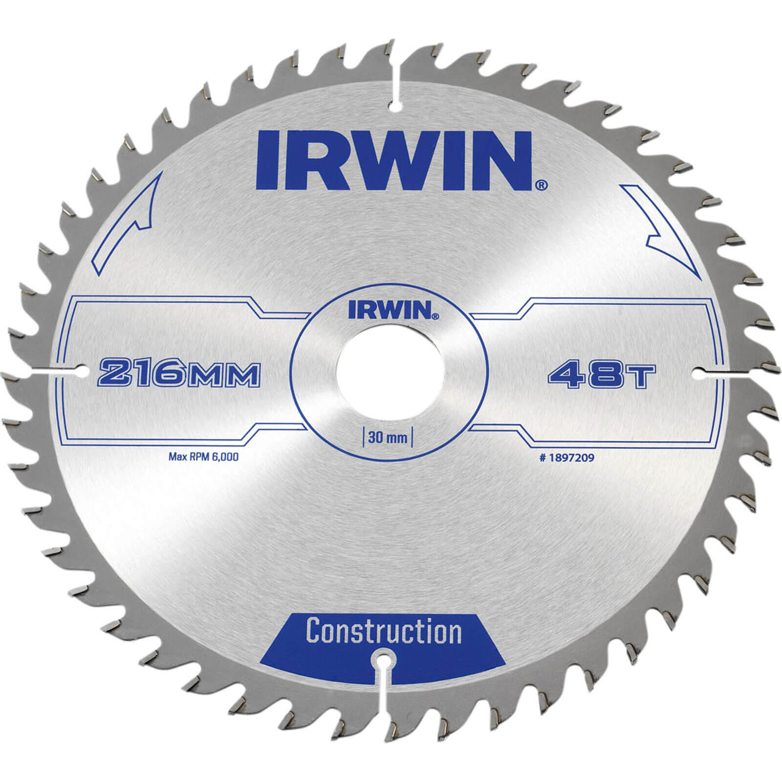 Image of Irwin ATB Circular Saw Blade 216mm x 30mm Bore 48 Teeth