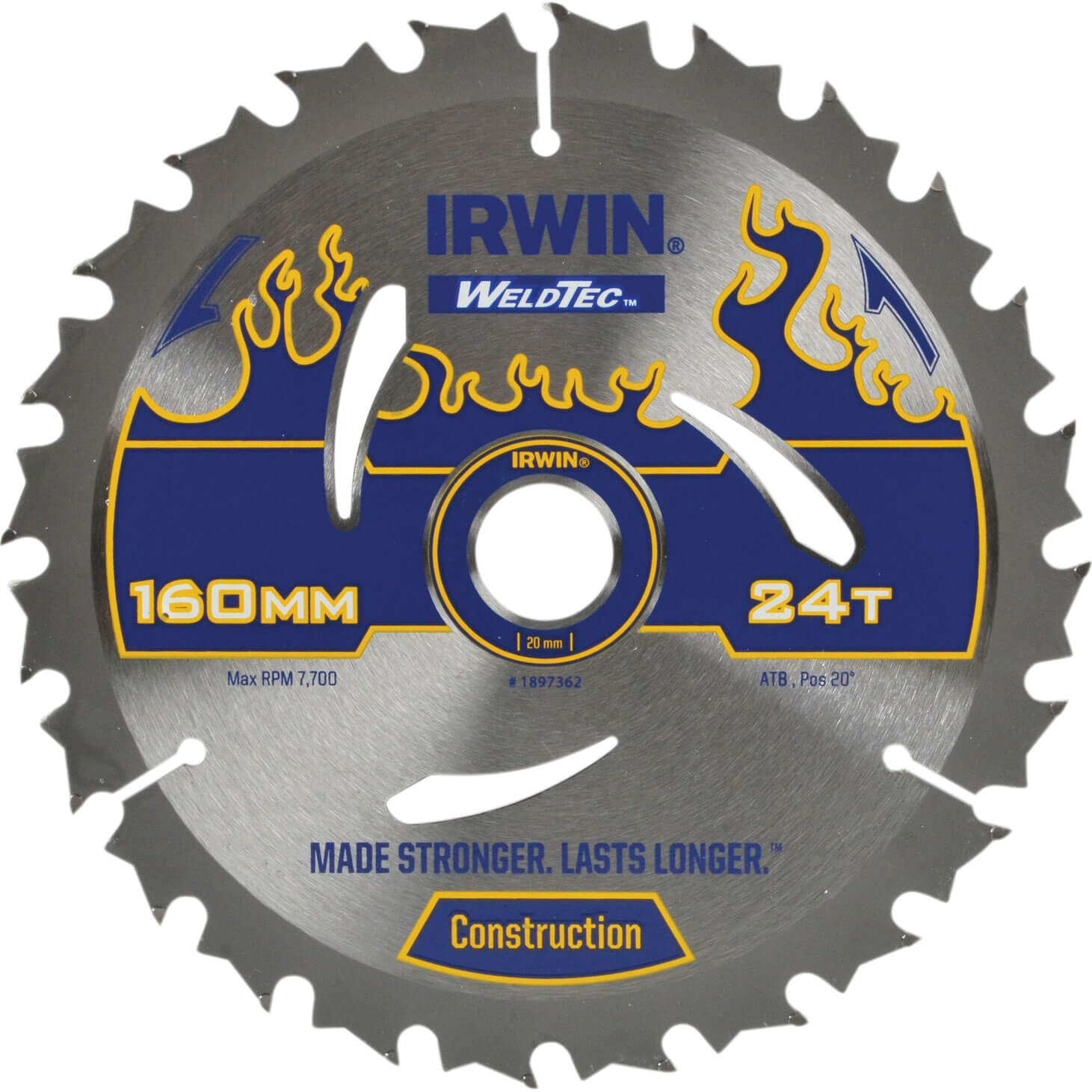 Image of Irwin Weldtec Circular Saw Blade 160mm x 24 Teeth x 20mm Bore ATB