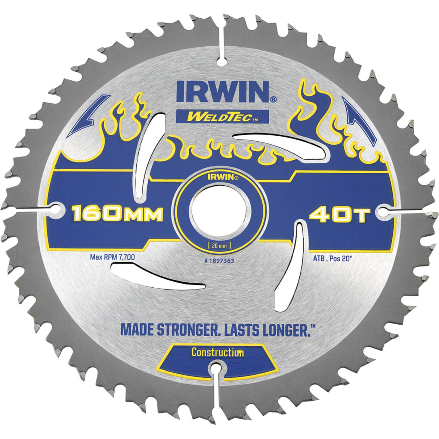 Image of Irwin Weldtec Circular Saw Blade 160mm x 40 Teeth x 20mm Bore ATB