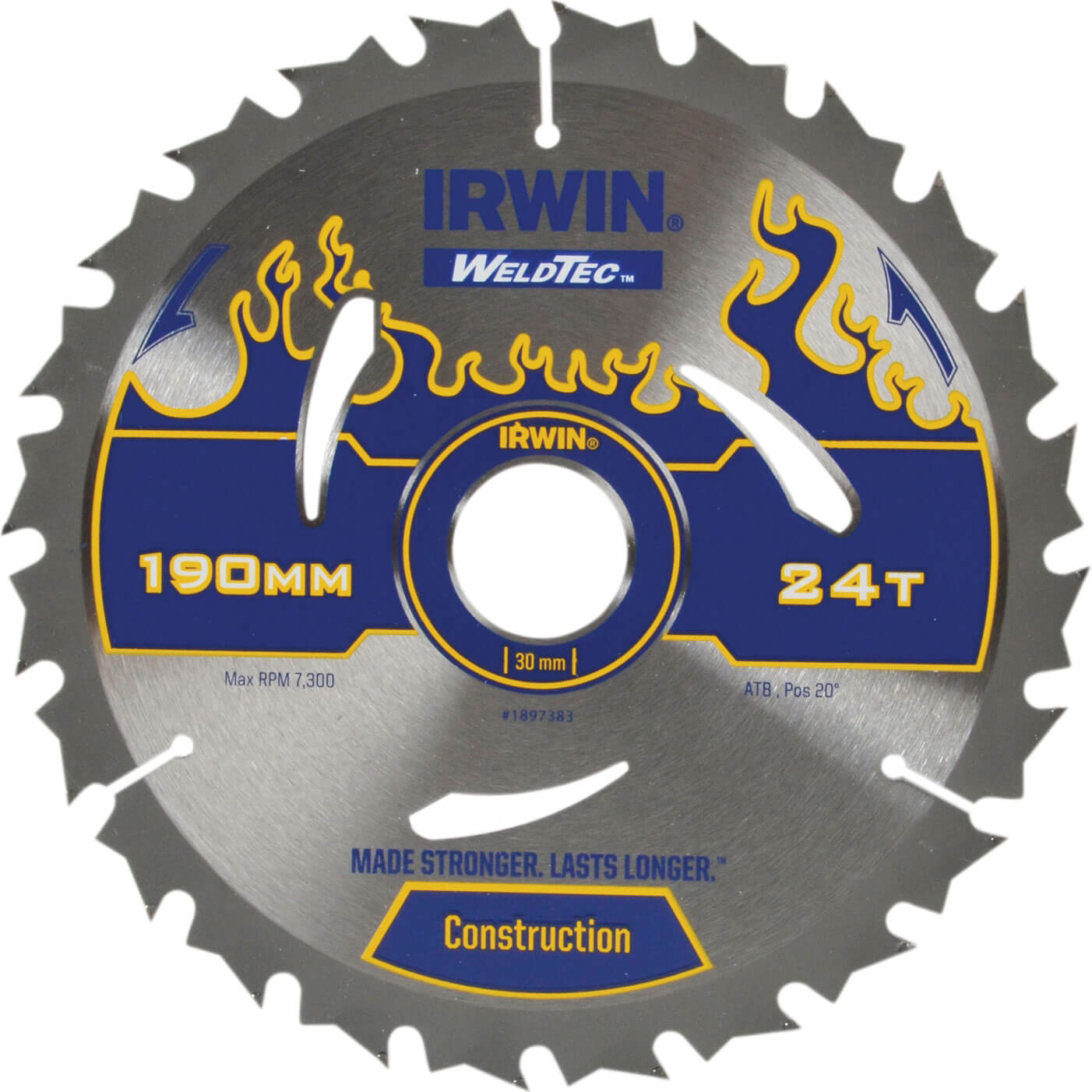 Image of Irwin Weldtec Circular Saw Blade 190mm x 24 Teeth x 30mm Bore ATB